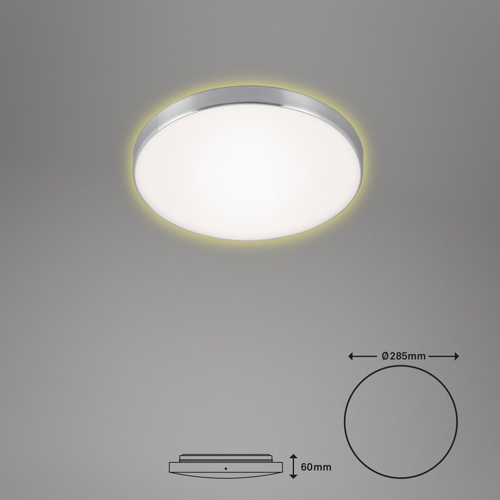 Plafonnier LED Flet, blanc/chrome, Ø 28,5cm, 3.000K