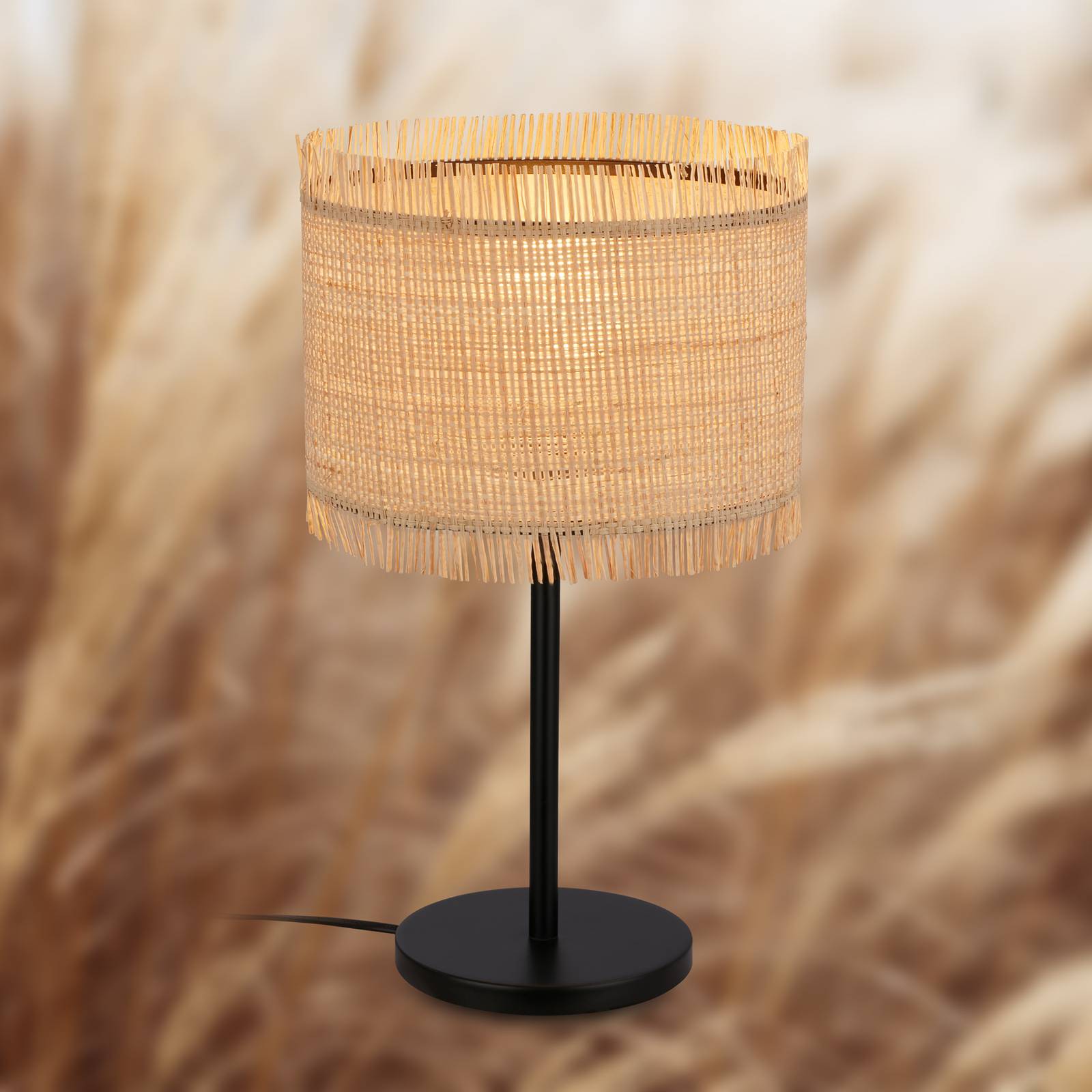 Lampa stołowa Borra, kolor naturalny, słoma, wysokość 42 cm