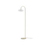 LED stojací lampa Tenebra, mosaz/bílá, sklo, výška 155 cm – Lucande