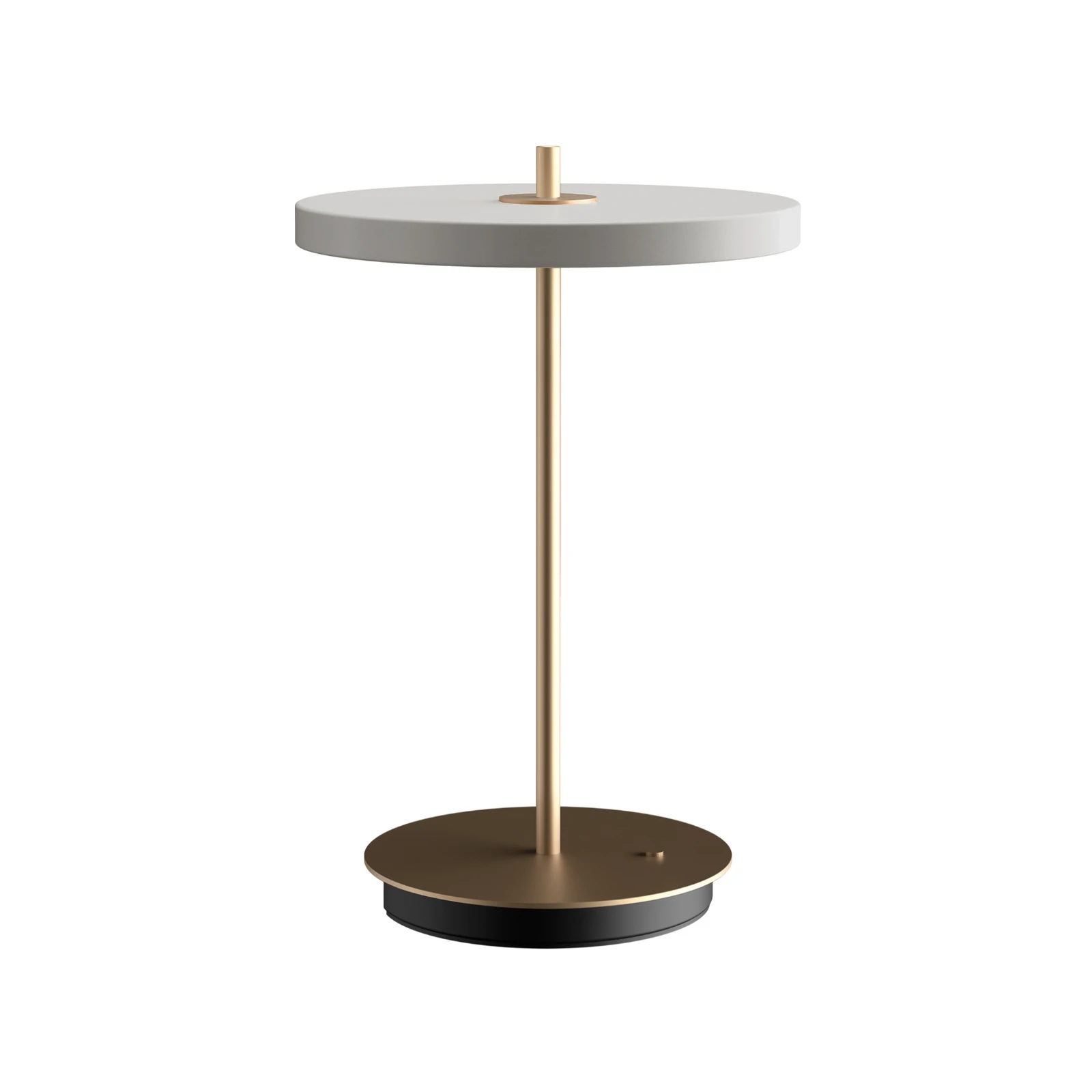 UMAGE LED-Akkutischlampe Asteria Move nebelgrau/messing 31cm