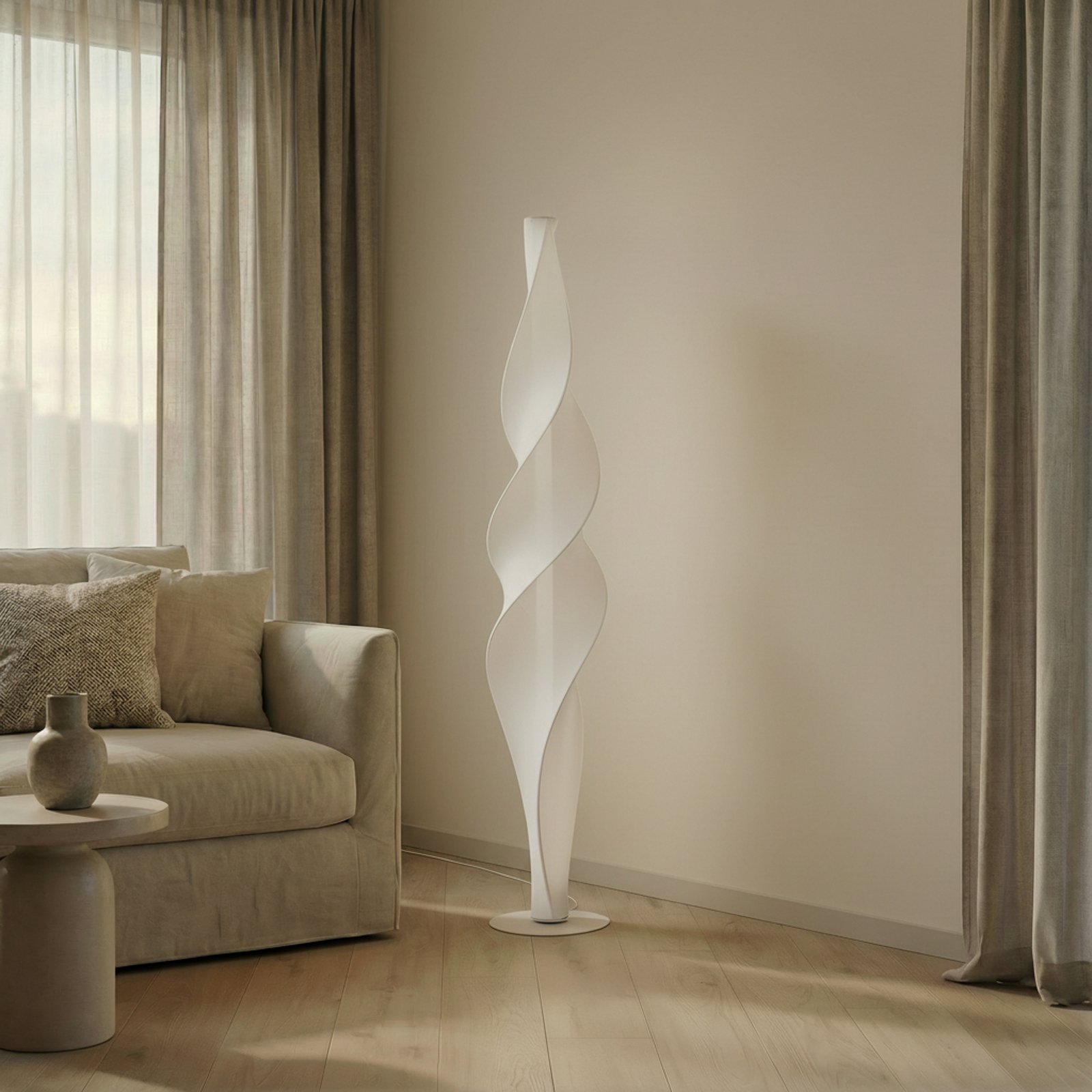 Novelle LED vloerlamp, wit, CCT, hoogte 137 cm - Lucande Novelle LED vloerlamp, wit, CCT, hoogte 137 cm - Lucande