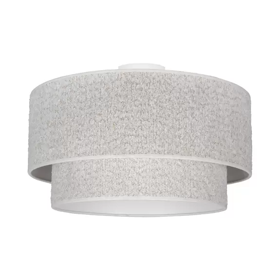 Lampenwelt Euluna Deckenlampe Boucle, ecru, Textil, Ø 45 cm, einflammig