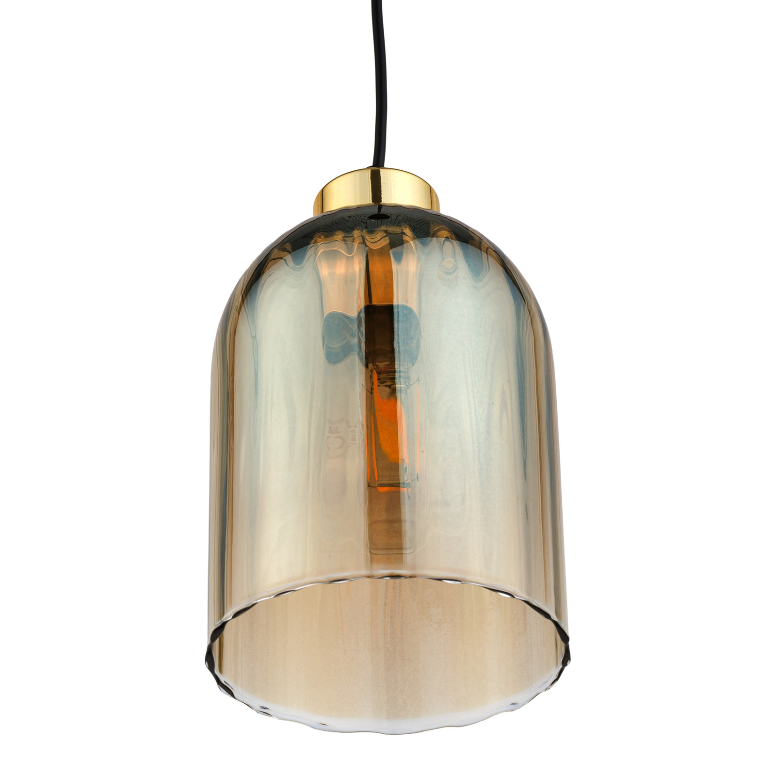 Suspension en verre Satipo, à 1 lampe, ambrée