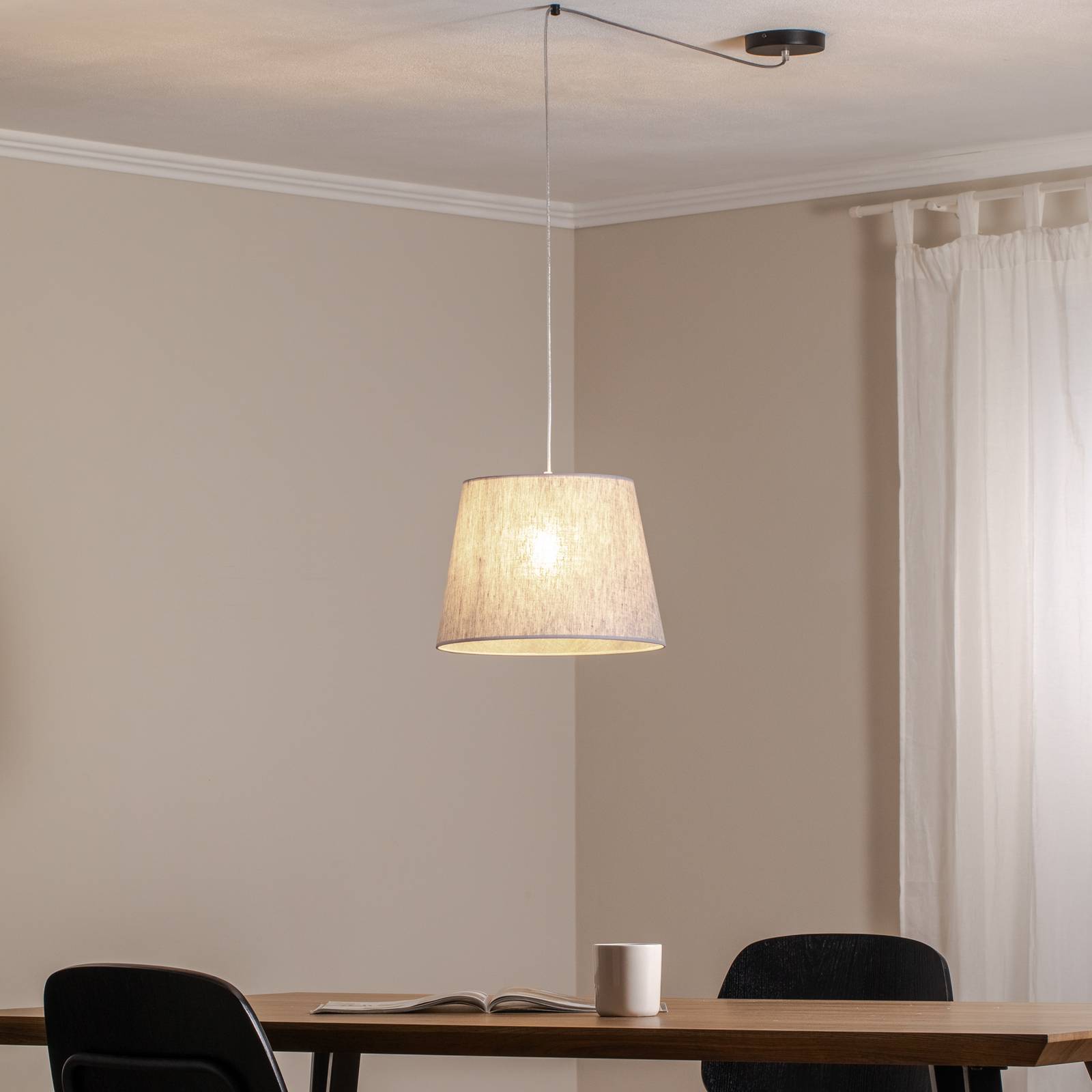 Pendellampe Ascot, Ø 38 cm, grau, Stoff, dezentral günstig online kaufen