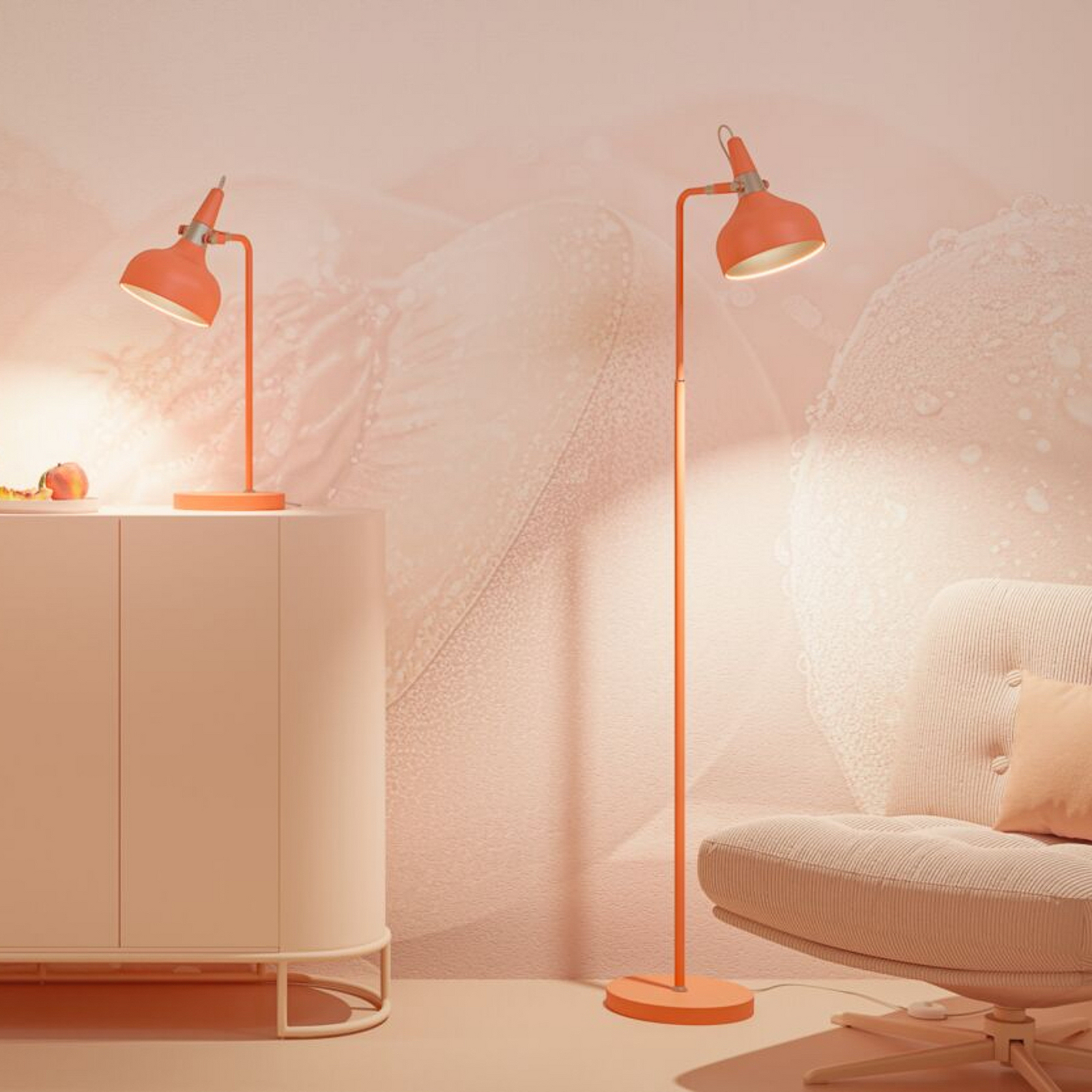 Paulmann Juna STYLE floor lamp, peach, height 158 cm, metal