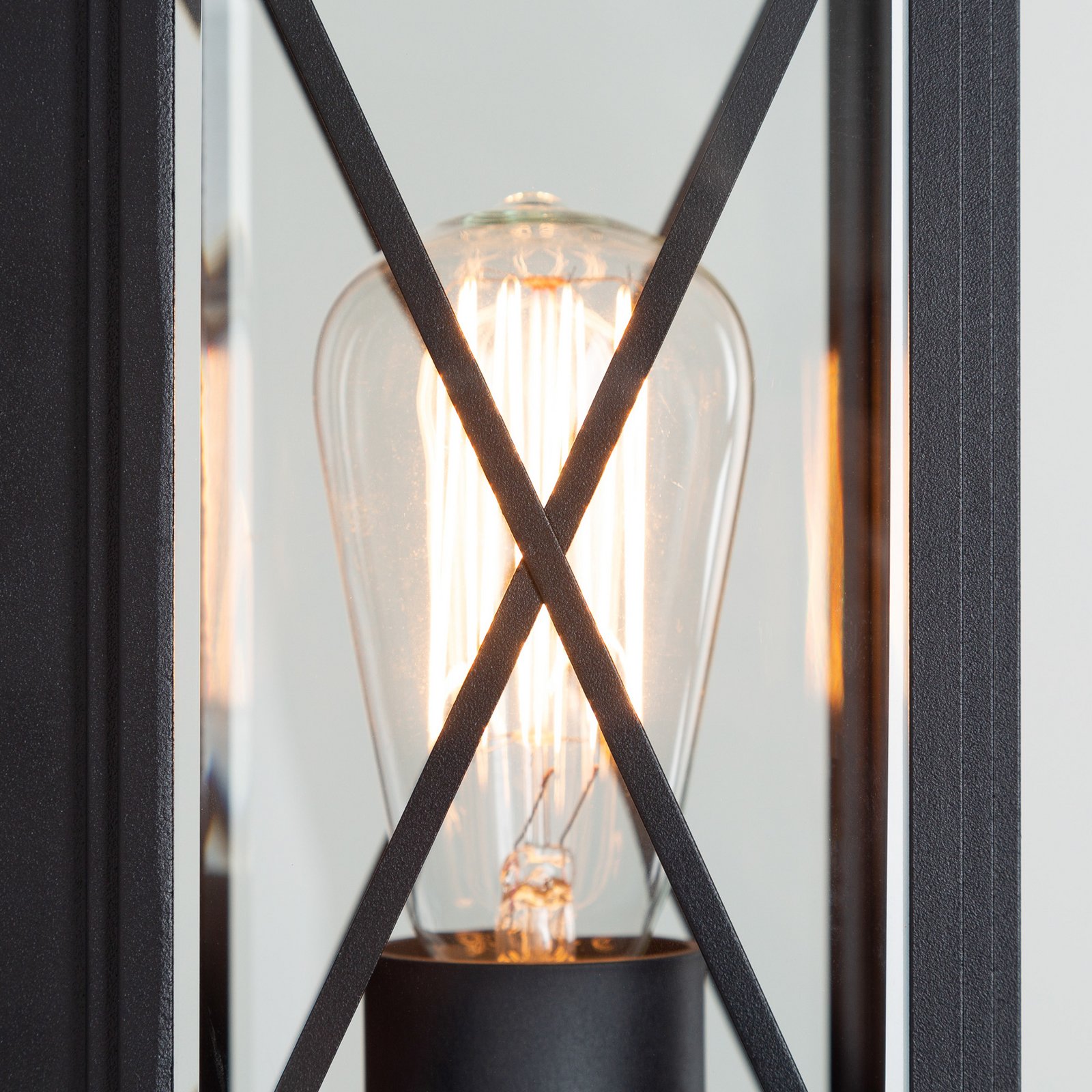 Außenwandleuchte Winchester, Laterne, schwarz/klar Außenwandleuchte Winchester, Laterne, schwarz/klar