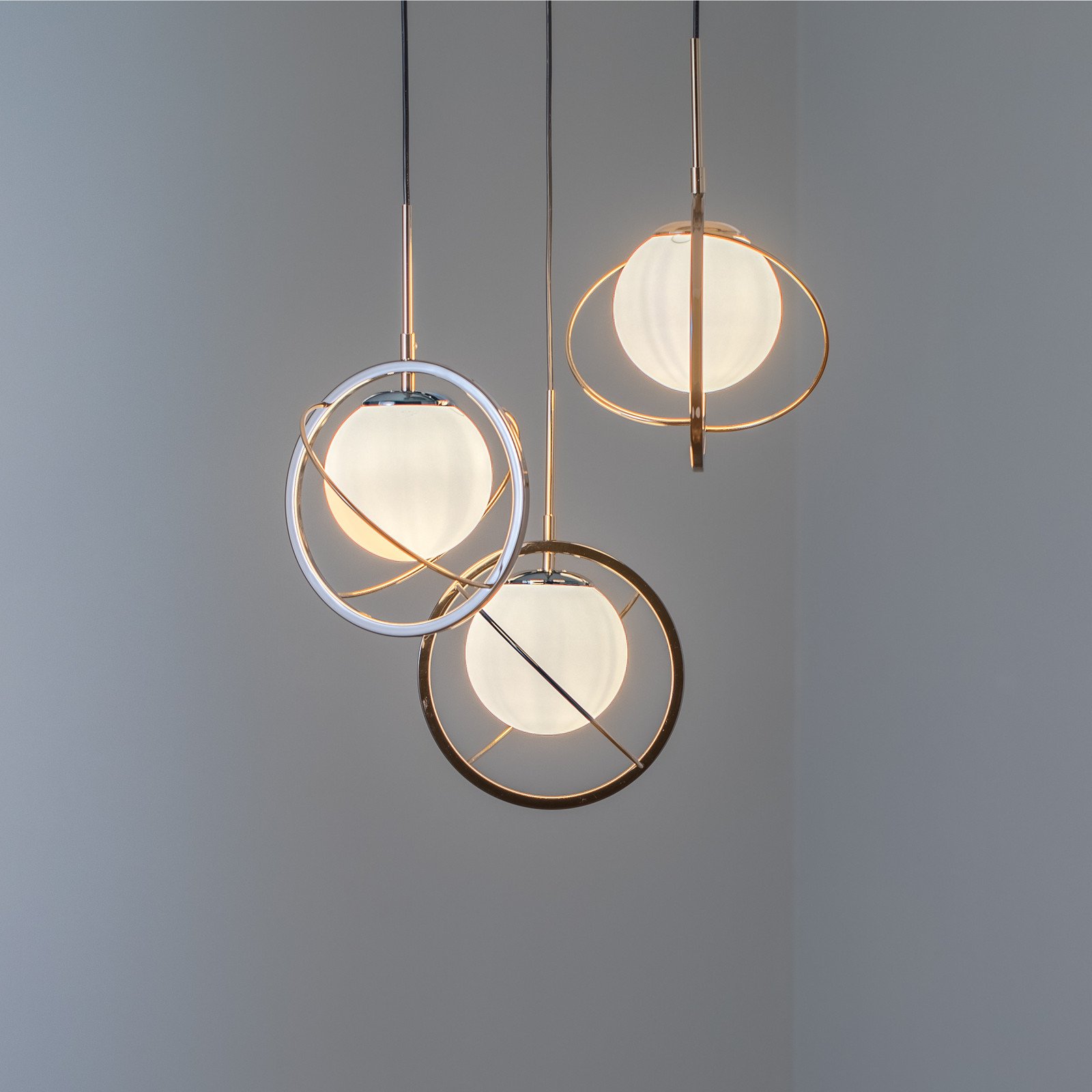 Lucea Lampă suspendată Cimona auriu/negru perlat 3 becuri - Camera de zi / sufragerie - modern - negru perlat auriu alb - Metal