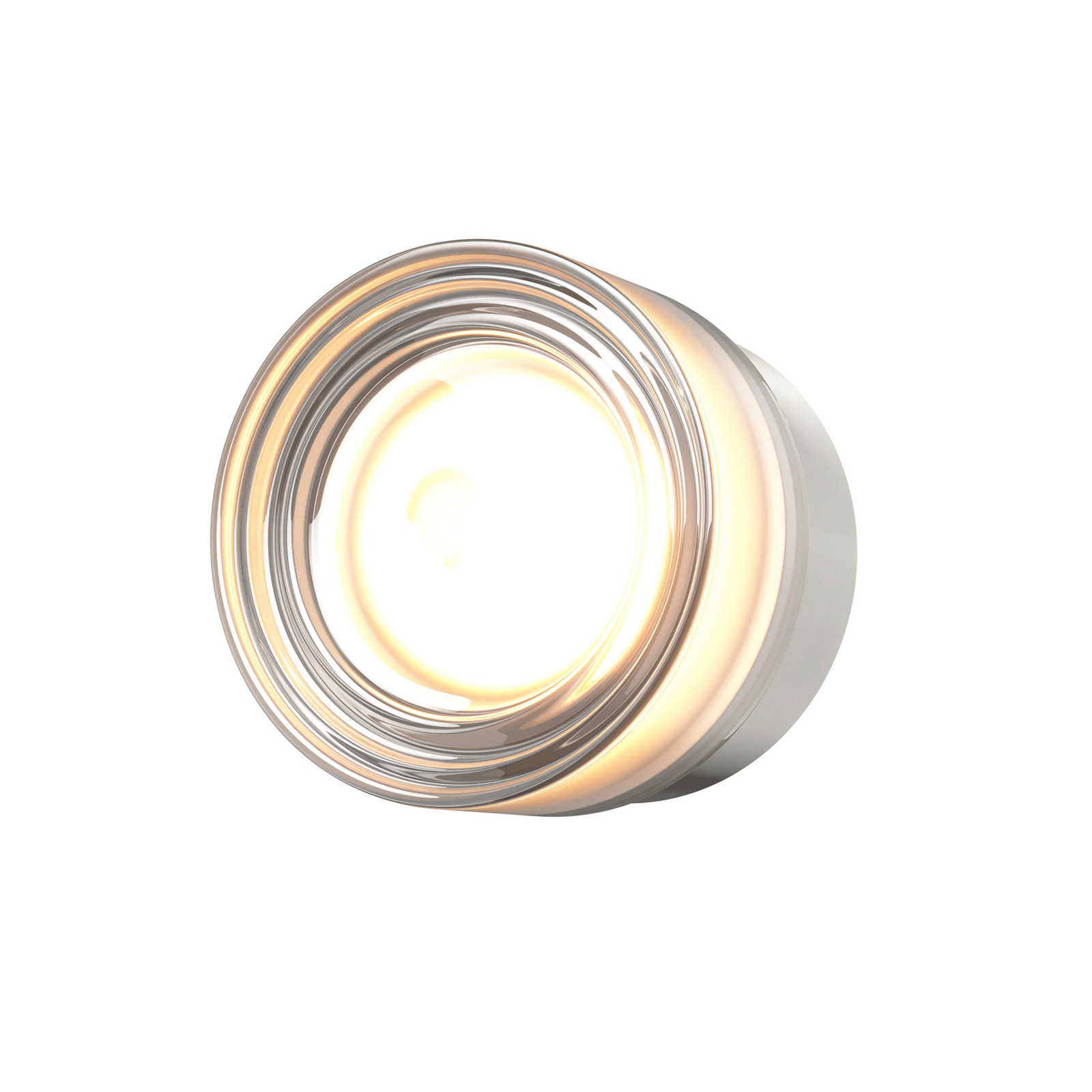 LED sieninis šviestuvas „OLO“, platinos spalvos/skaidrus, lygus, Ø 13 cm, CCT