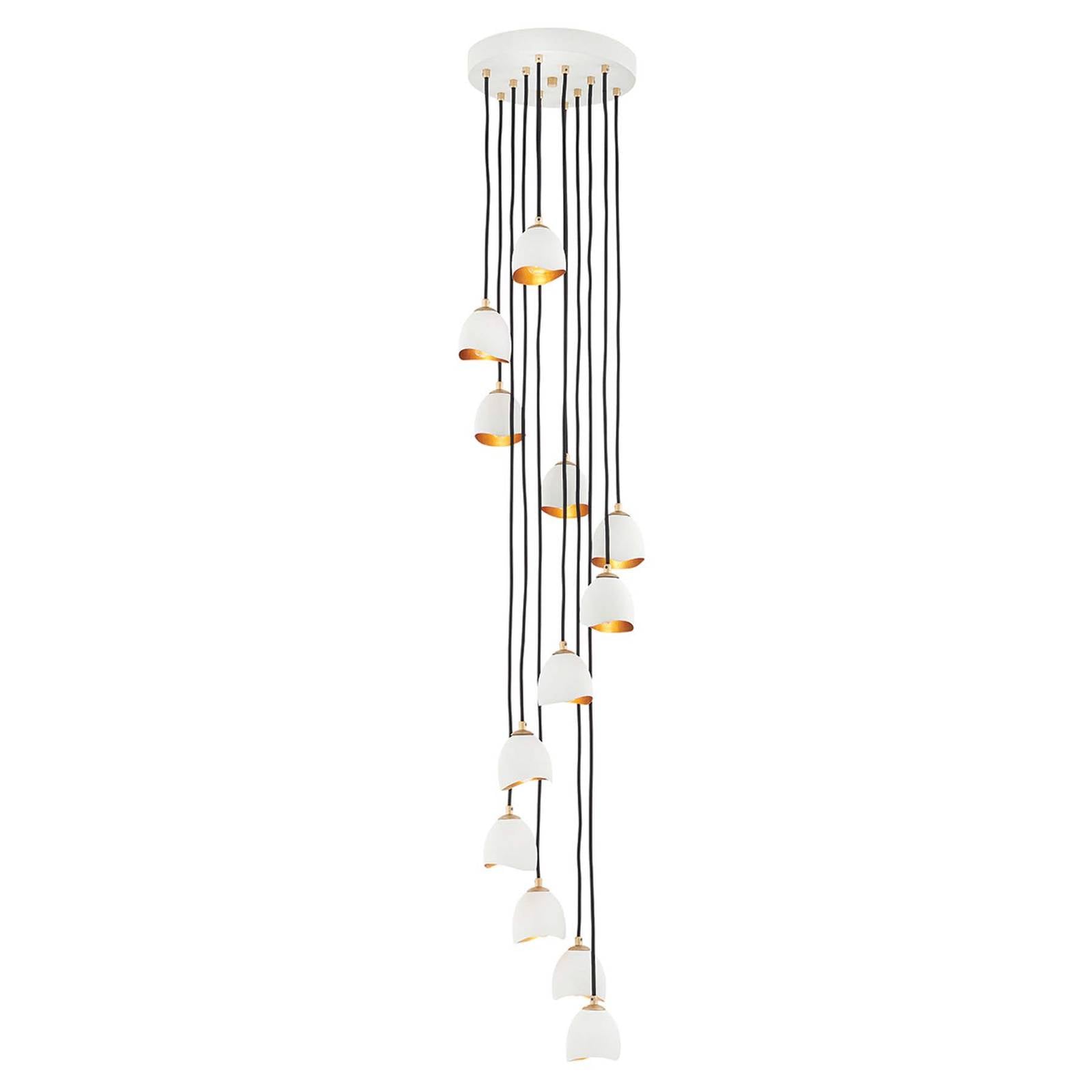 Elstead - Lighting QN-NULA-12P quintiesse Hängeleuchte Nula E14 (golf ball) 40W Stahl Muschel weiß und Gold  Stahl weiß   Gold L835cm H370cm