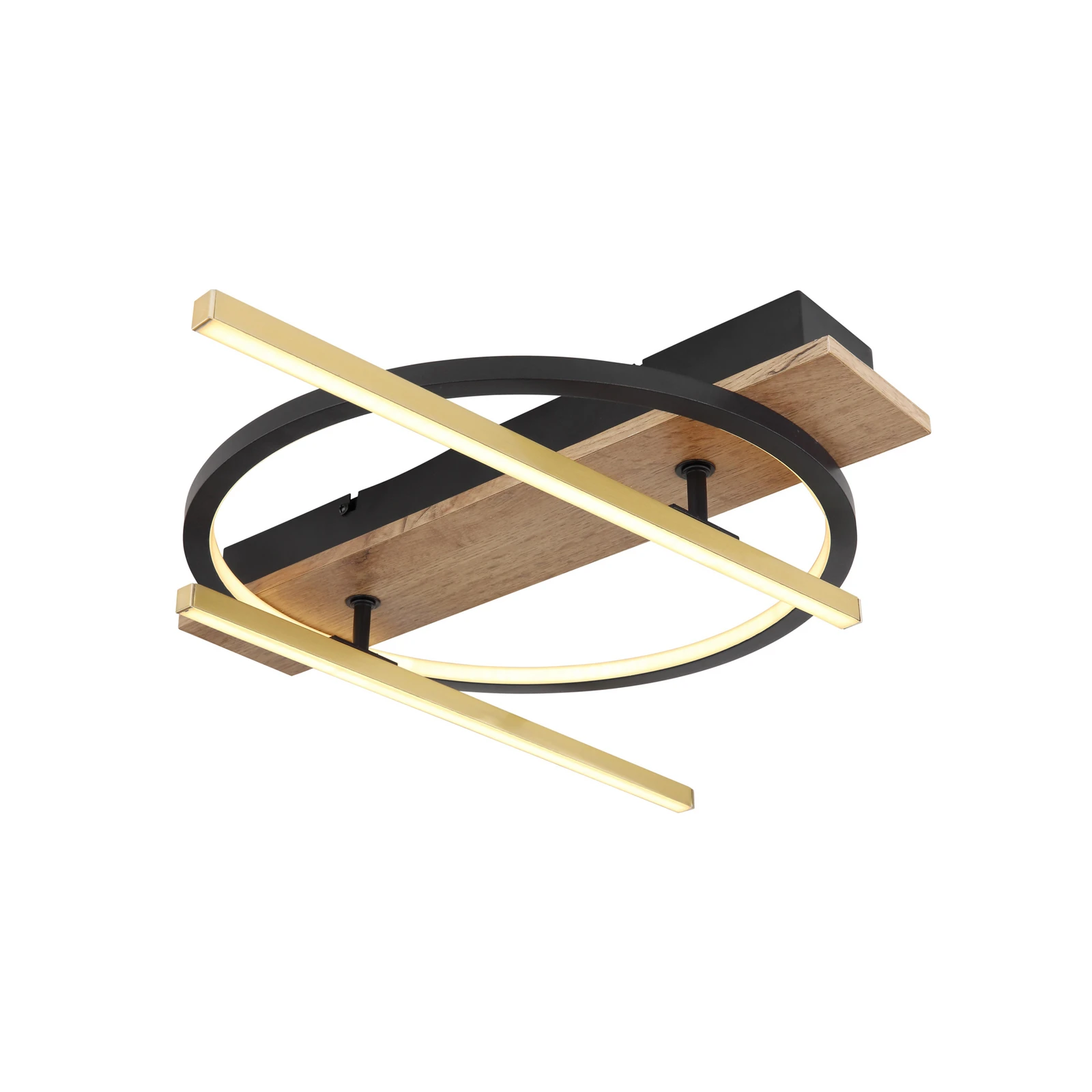 Candeeiro de teto Beatrix LED, comprimento 44 cm, madeira/preto, madeira