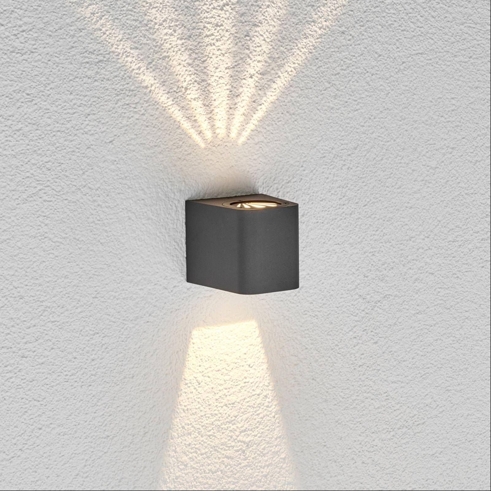 Lucande LED outdoor wall light Karsten, Aluminium, plastic, 3 W, W: 8.2 cm, H: 9 cm