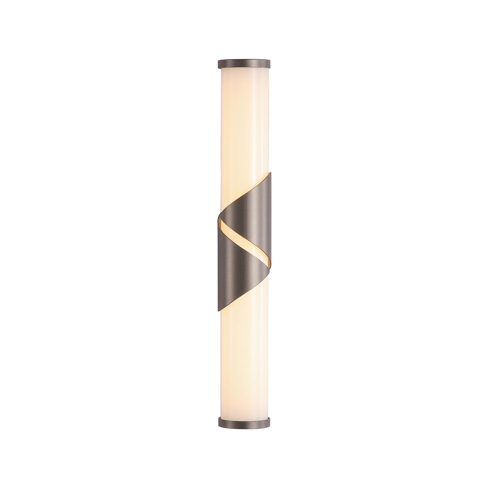 LED-Wandleuchte Wrap, IP44, bronze, Metall, Glas, 3.000 K
