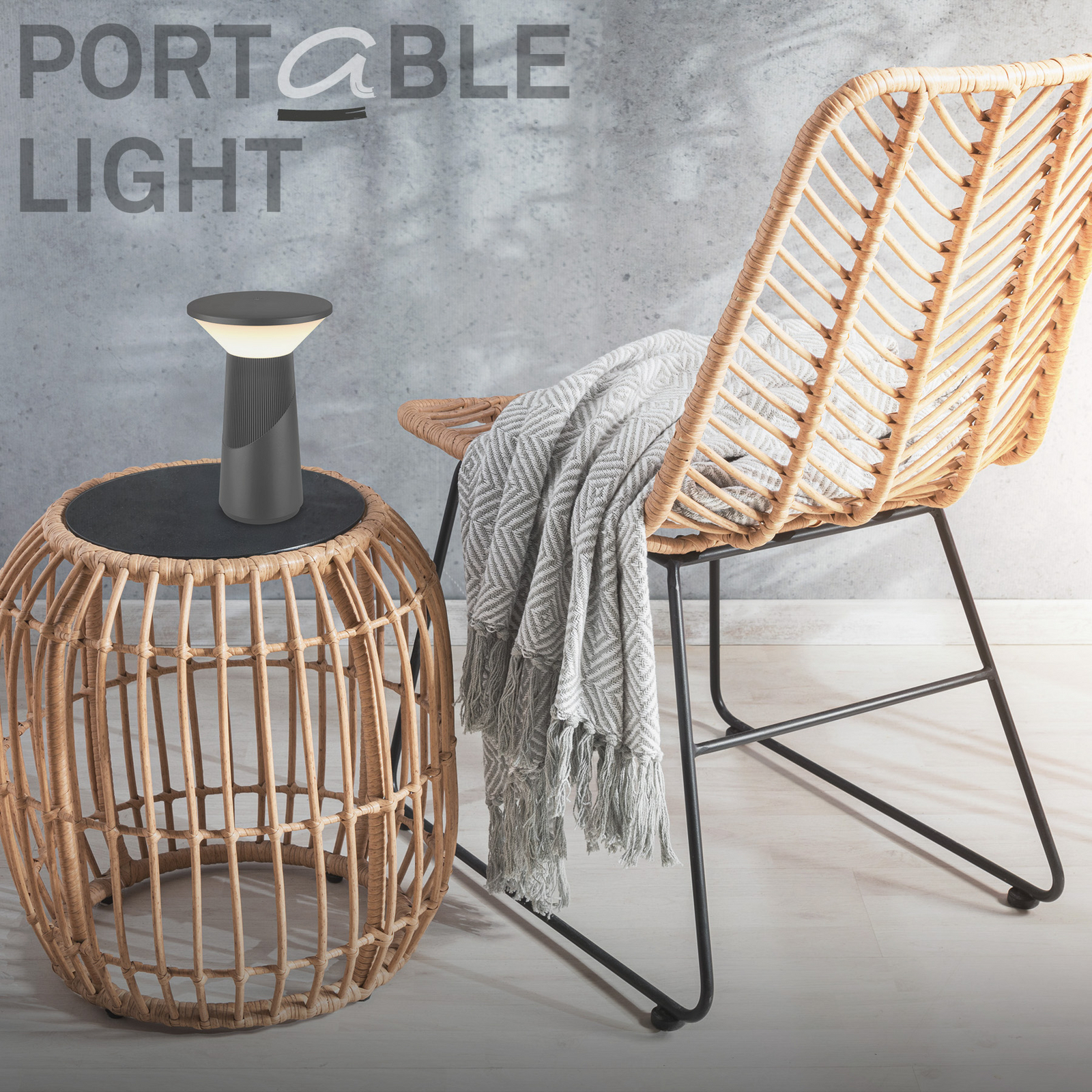 Lampa stołowa LED z akumulatorem Pilia, antracytowa, wysokość 24 cm, IP44 Lampa stołowa LED z akumulatorem Pilia, antracytowa, wysokość 24 cm, IP44