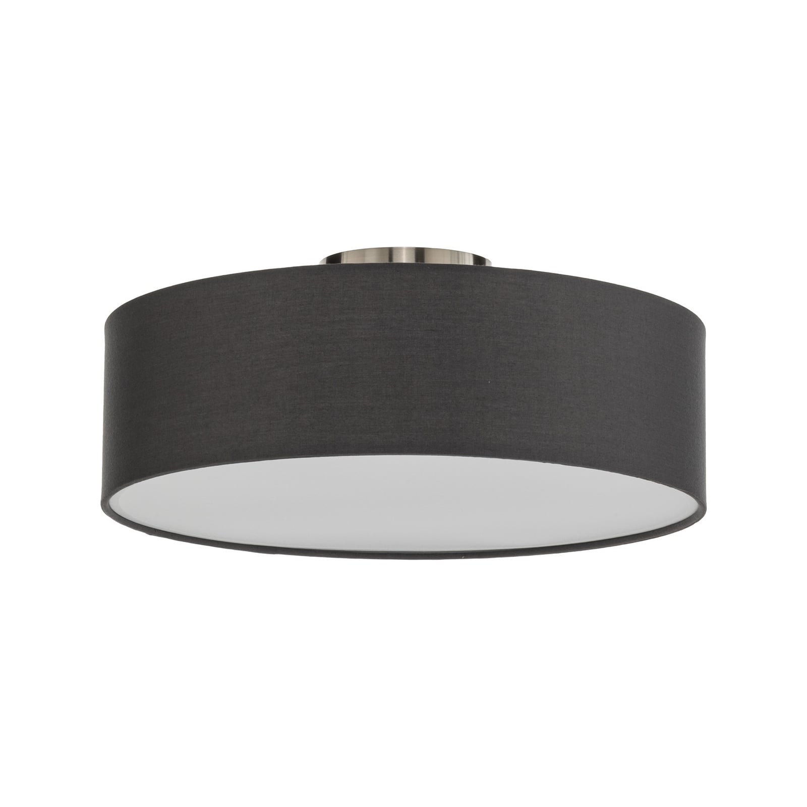 Plafón Lindby Sebatin, Ø 40 cm, gris, tela, E27 Plafón Lindby Sebatin, Ø 40 cm, gris, tela, E27