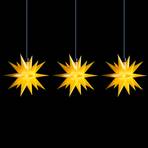 LED-Lichterkette Mini-Sterne außen 3-fl. gelb
