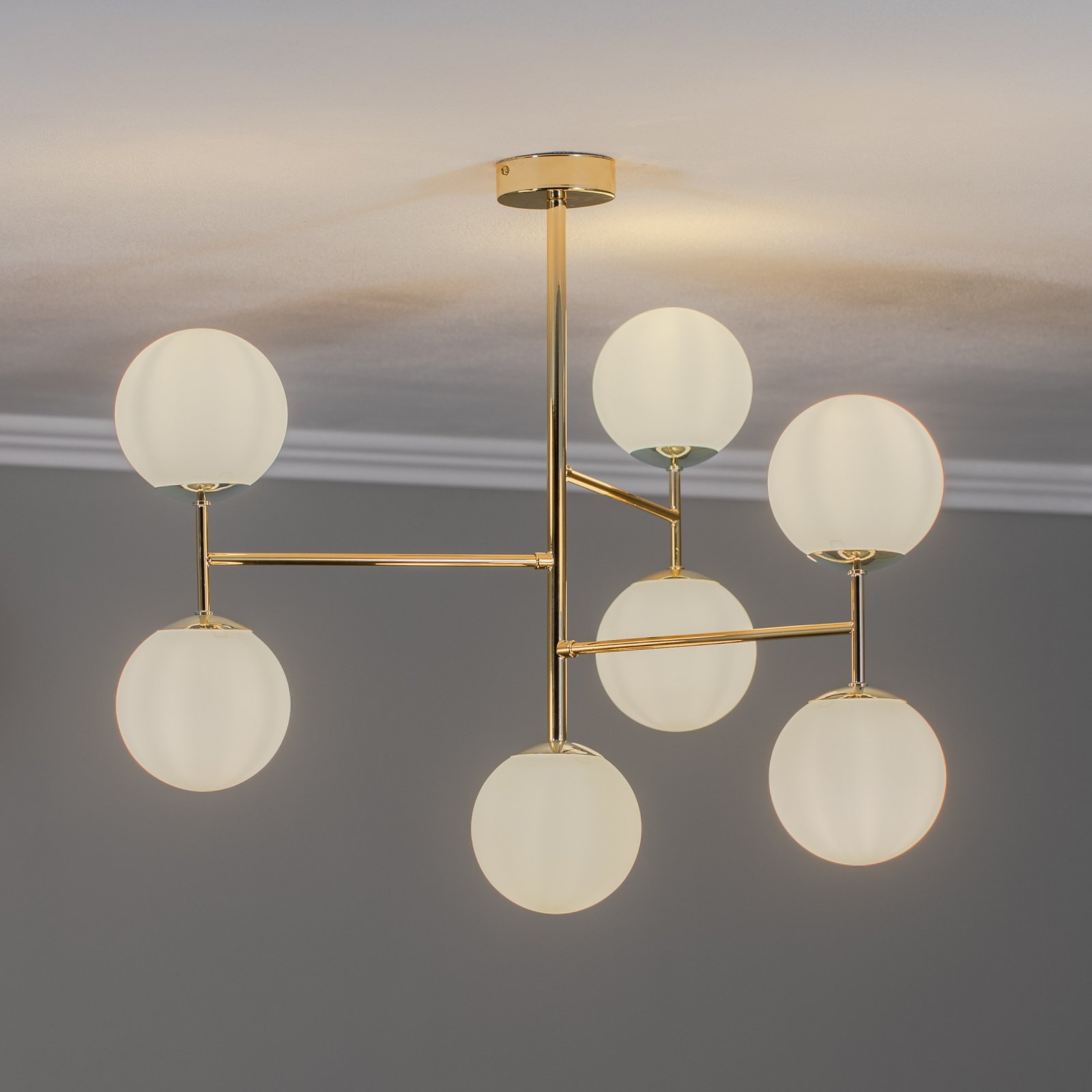 Euluna ceiling light Korek, gold-coloured, 7-bulb