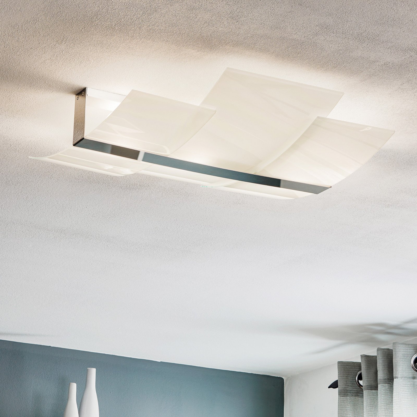 SOLLUX LIGHTING Plachetă Shifted trei secțiuni de sticlă crom - Camera de zi / sufragerie - Modern - alb opal crom