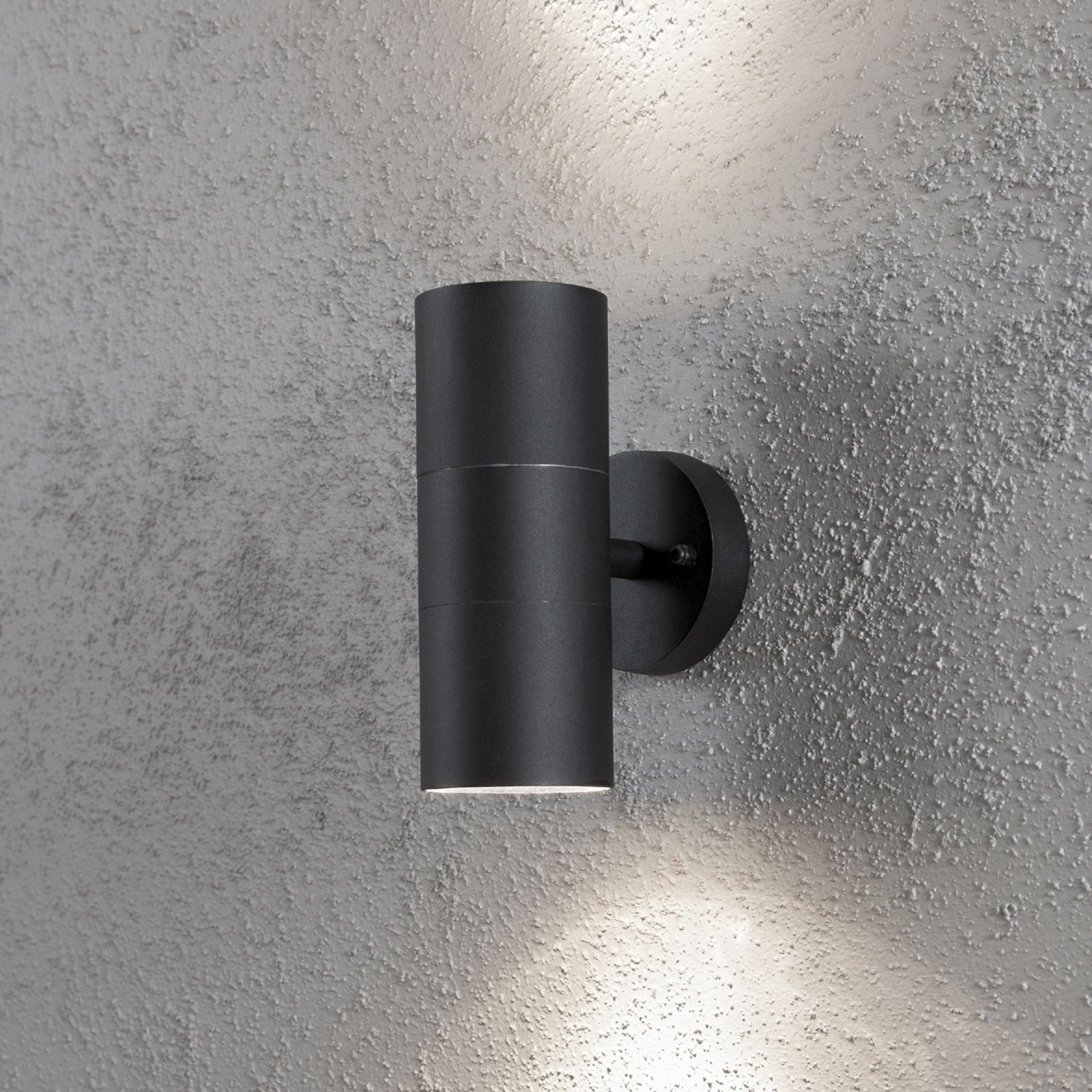 Konstmide Outdoor wall light New Modena 2-bulb black, metal, glass, GU10, 35 W, energy efficiency: D, W: 7.5 cm, H: 19.5 cm