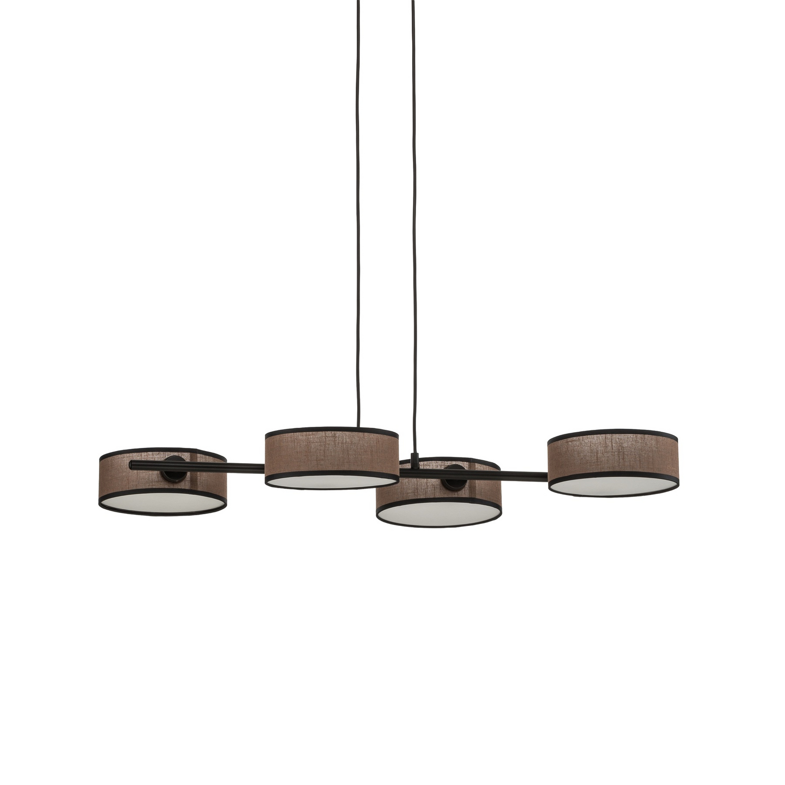 Hängeleuchte Drumz 4, braun, Stoff/Stahl, Länge 80 cm, E14
