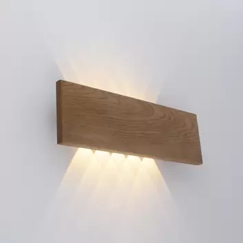 LED-Wandleuchte rund Holz, aus Paul Nevis Neuhaus