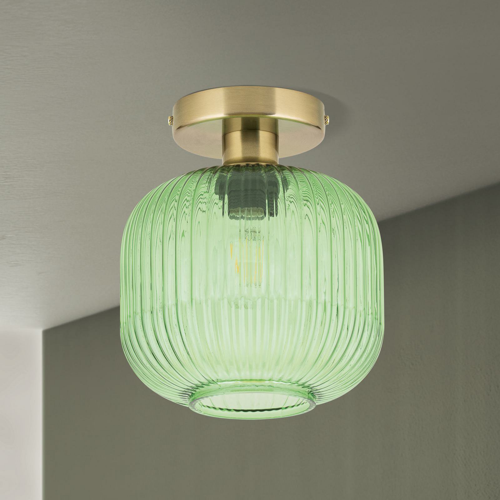 Plafonnier Carneval, vert, Ø 20 cm, verre, E27
