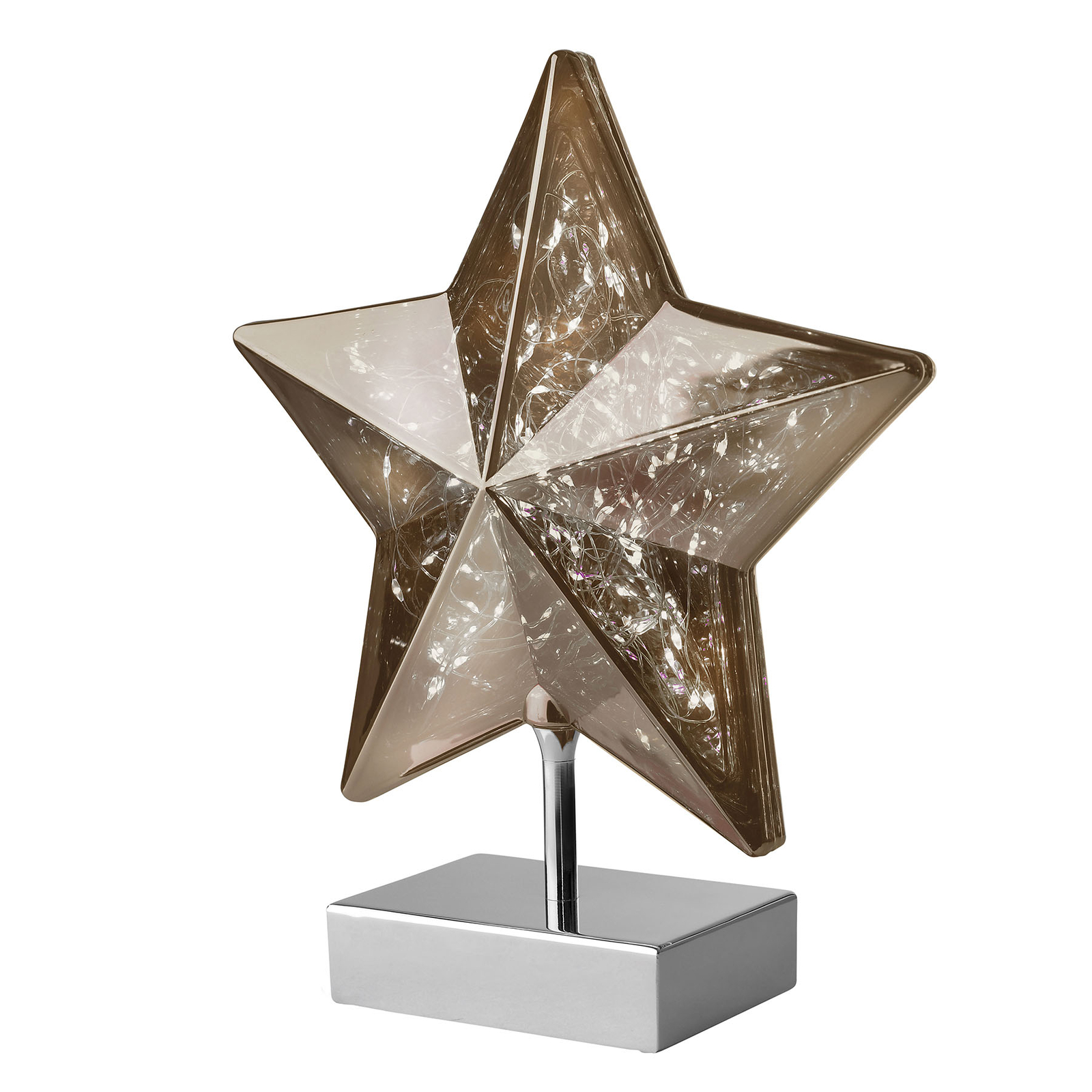 Bordlampe Stella i stjerneform, høyde 27 cm, smoke