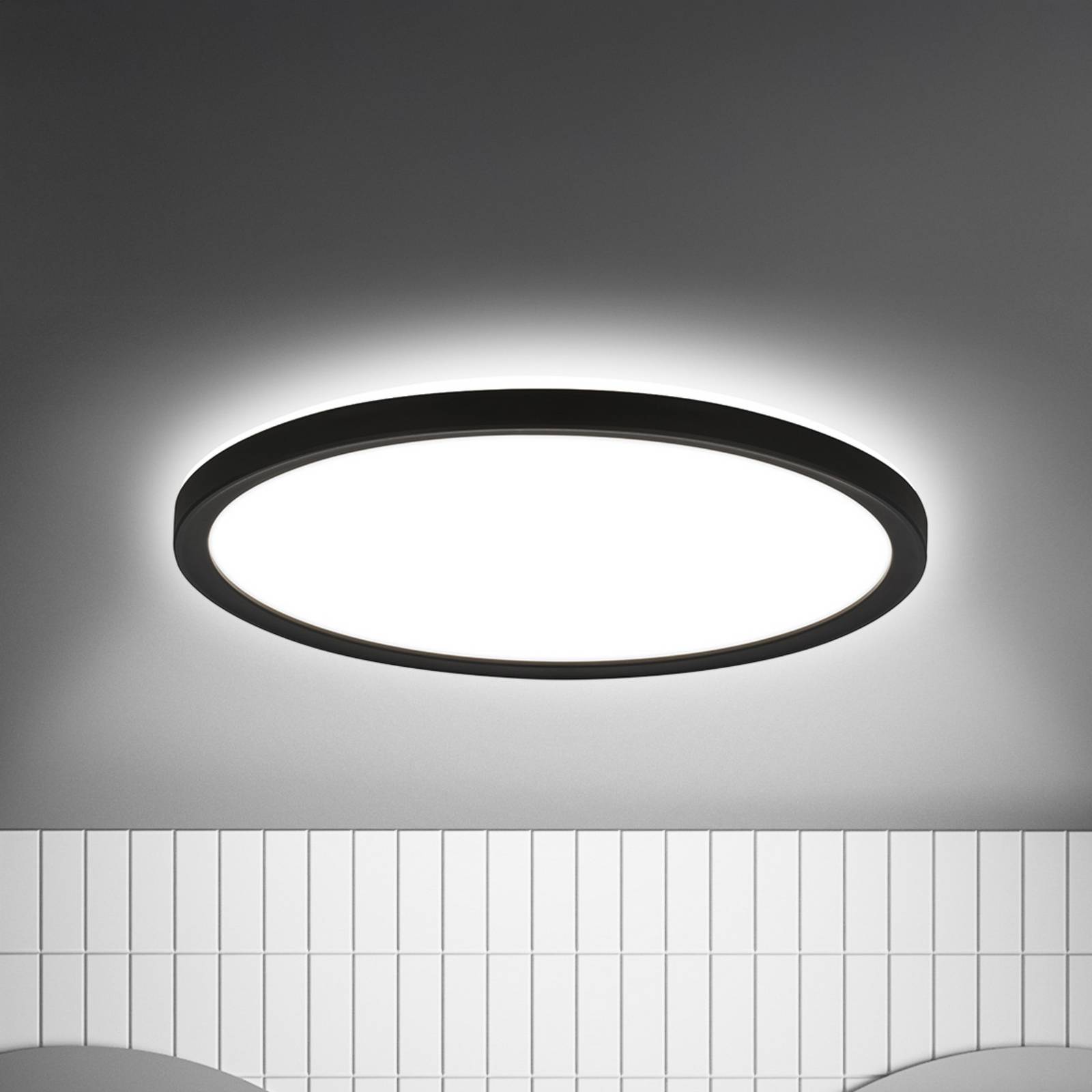 Briloner Plafonnier LED Move Sensor, noir, Ø 29 cm, IP44, 4000K