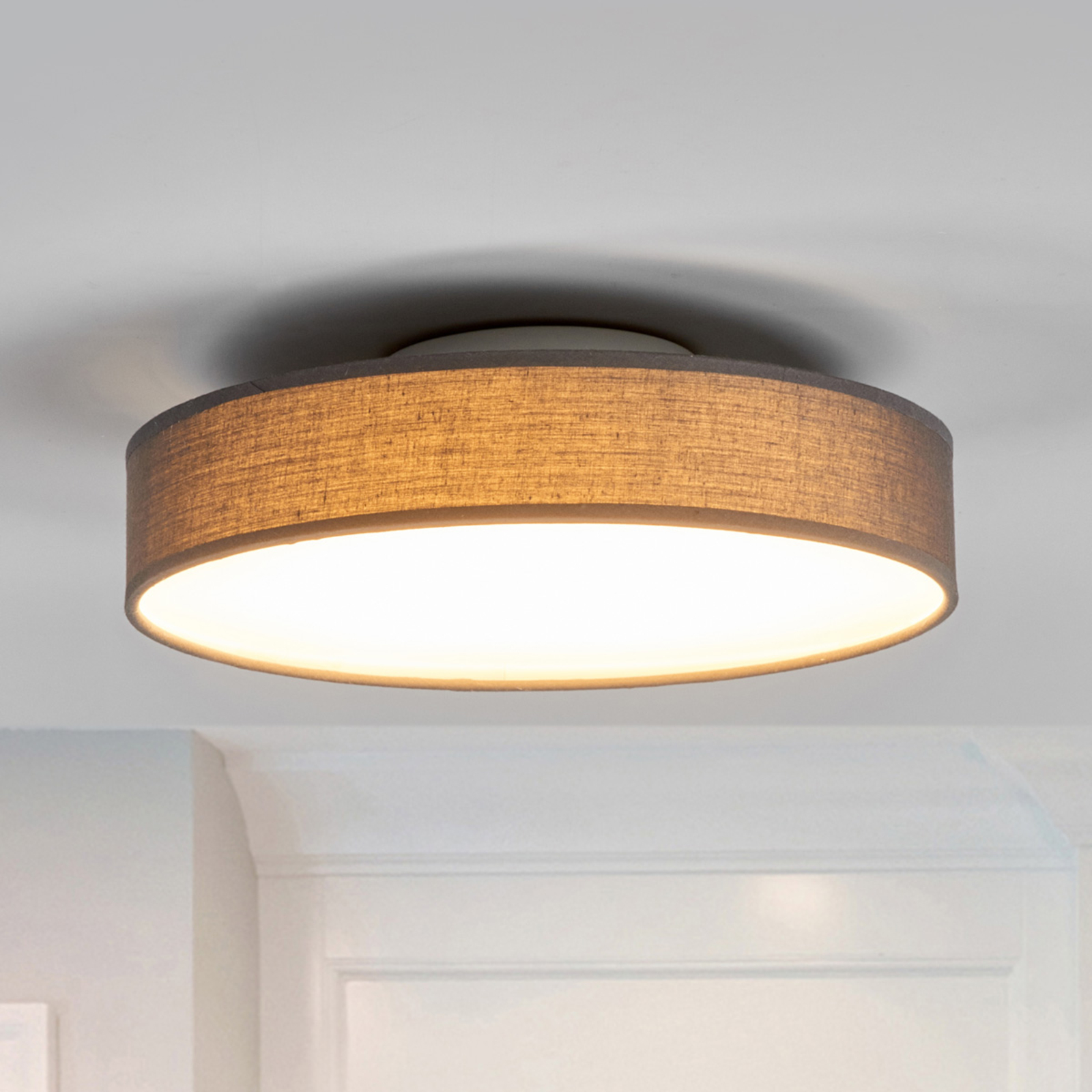 LED-Stoffdeckenlampe Saira, 30 cm, grau