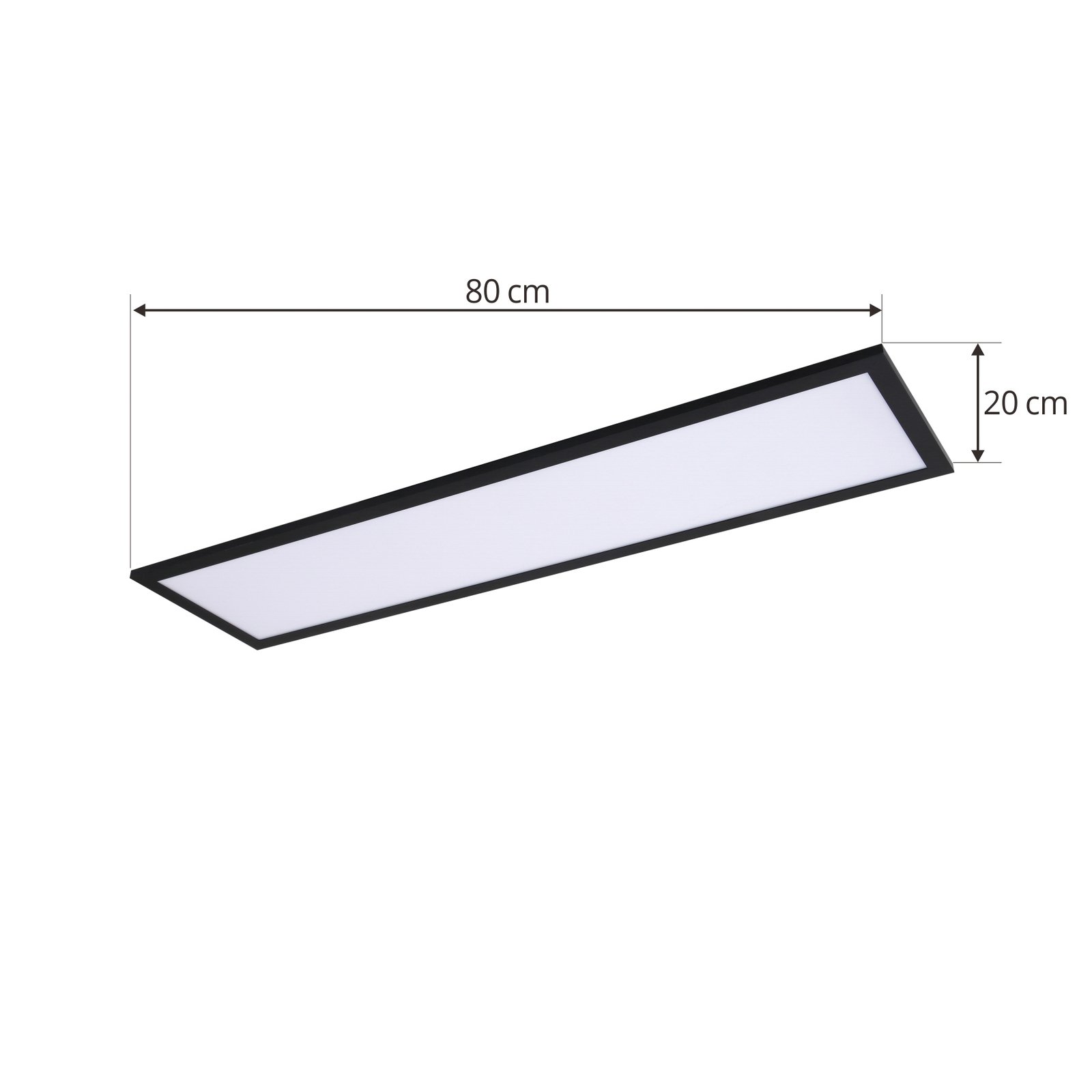 Lindby LED panel Enhife, black, 80 x 20 cm, metal, 4,000K