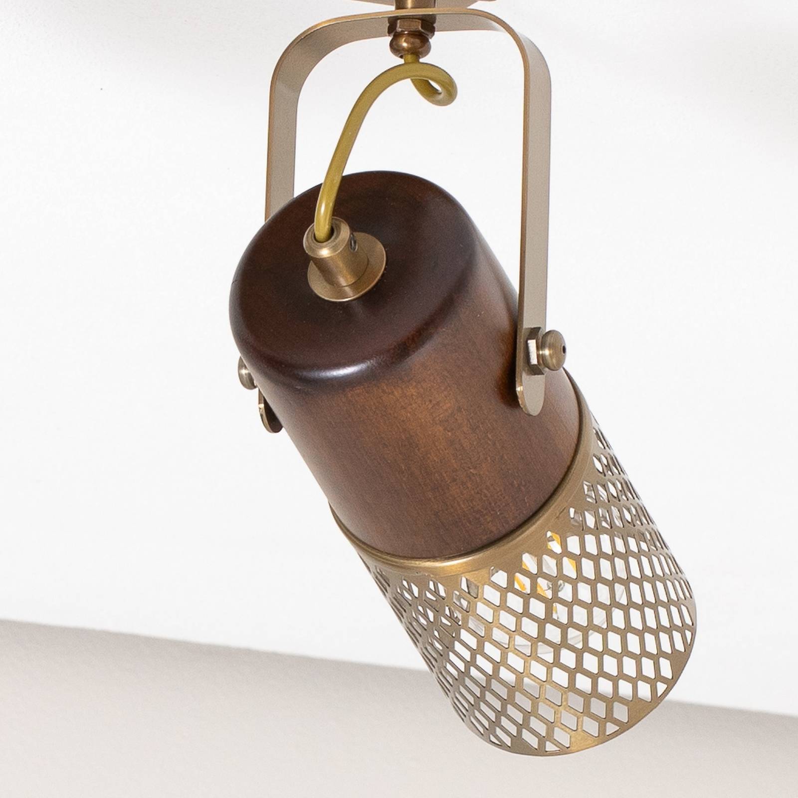 Lampa sufitowa Albrecht antyczne złoto długość 32 cm metal/drewno 2fl.