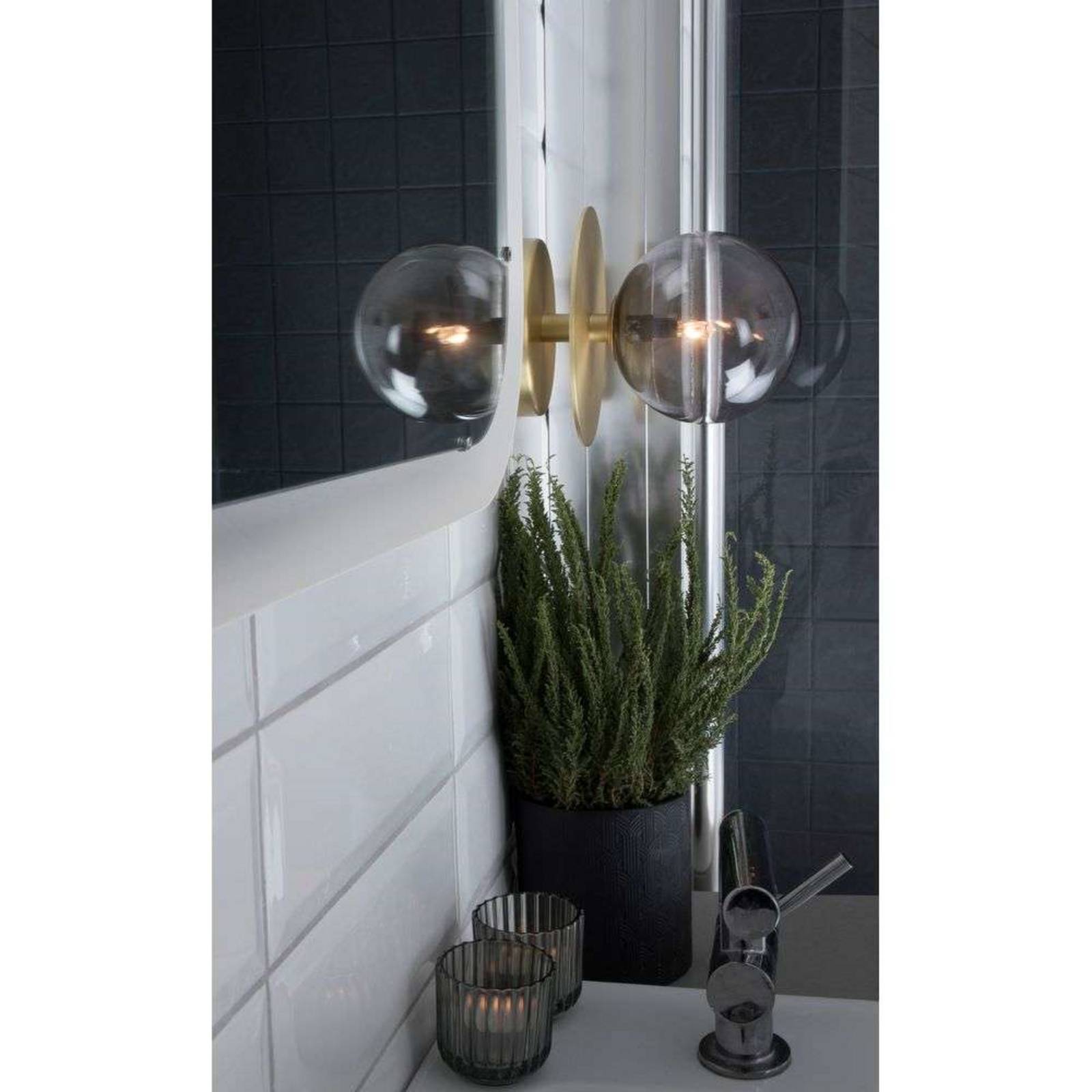 Globen Lighting Wandlampe ART DECO, messing/grau Ø 16cm IP44 günstig online kaufen