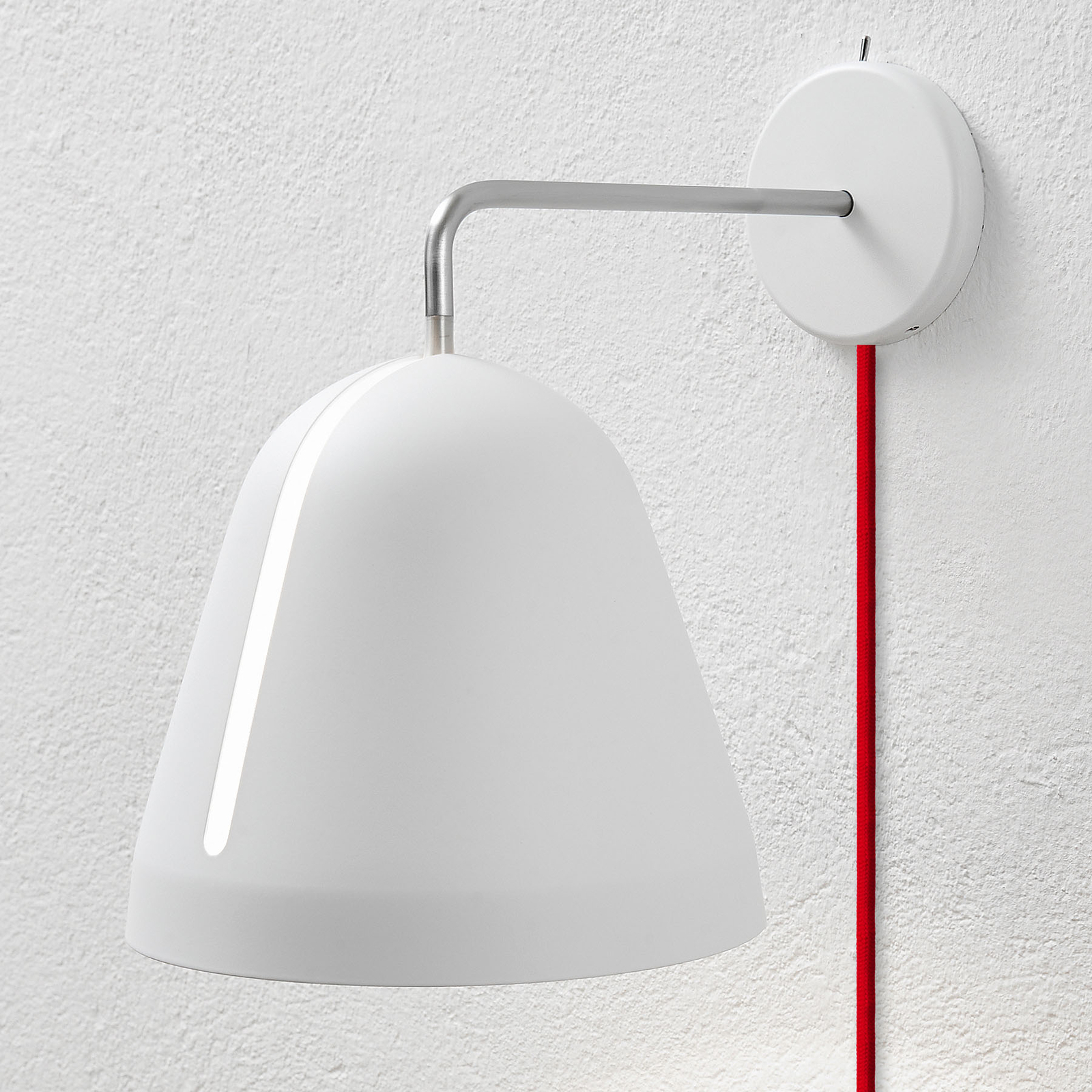 Nyta Tilt Wall wall light with a red cable, white