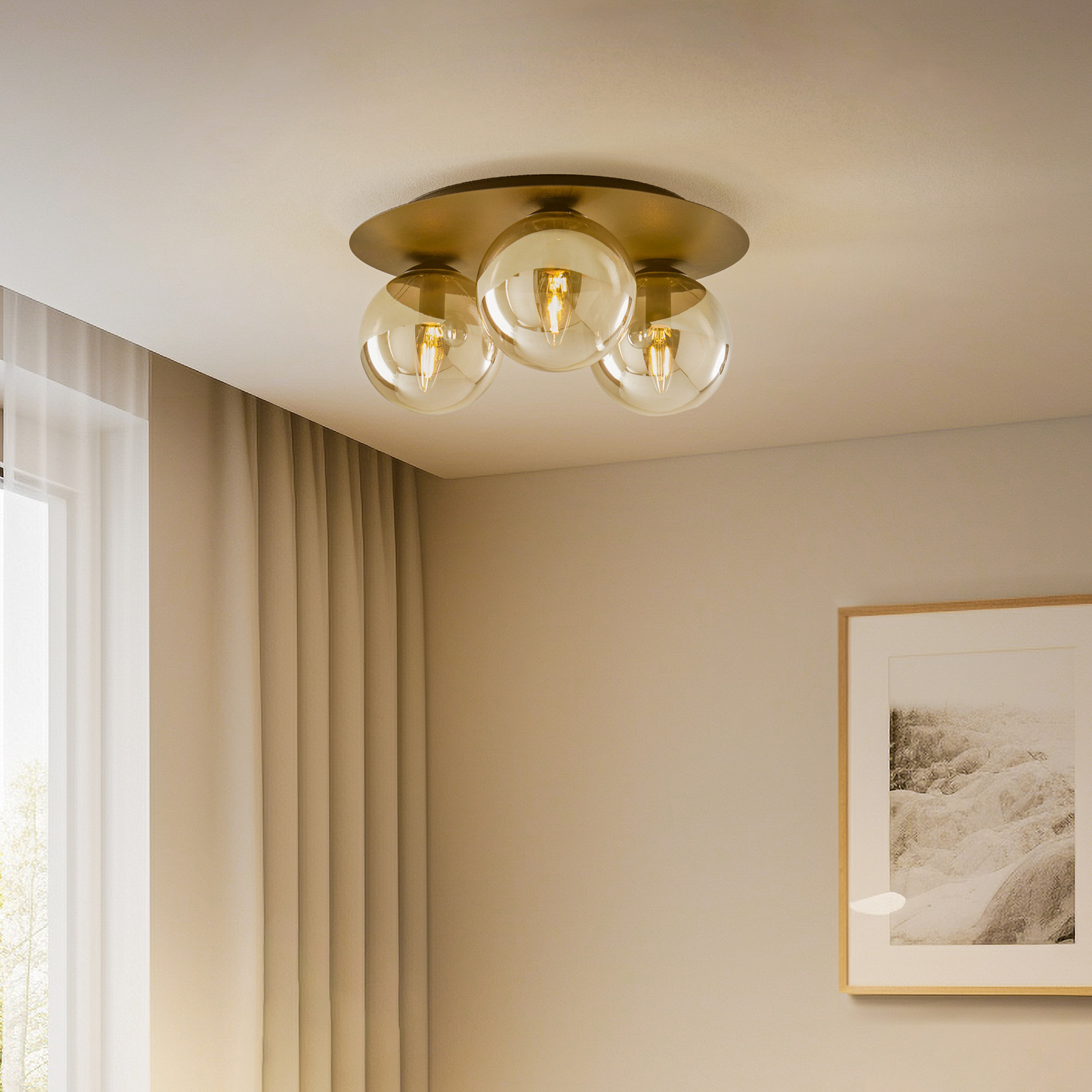 EMIBIG LIGHTING Plafonieră solară negru/grafit 3 becuri - Camera de zi / sufragerie - Modern - negru grafit - Metal