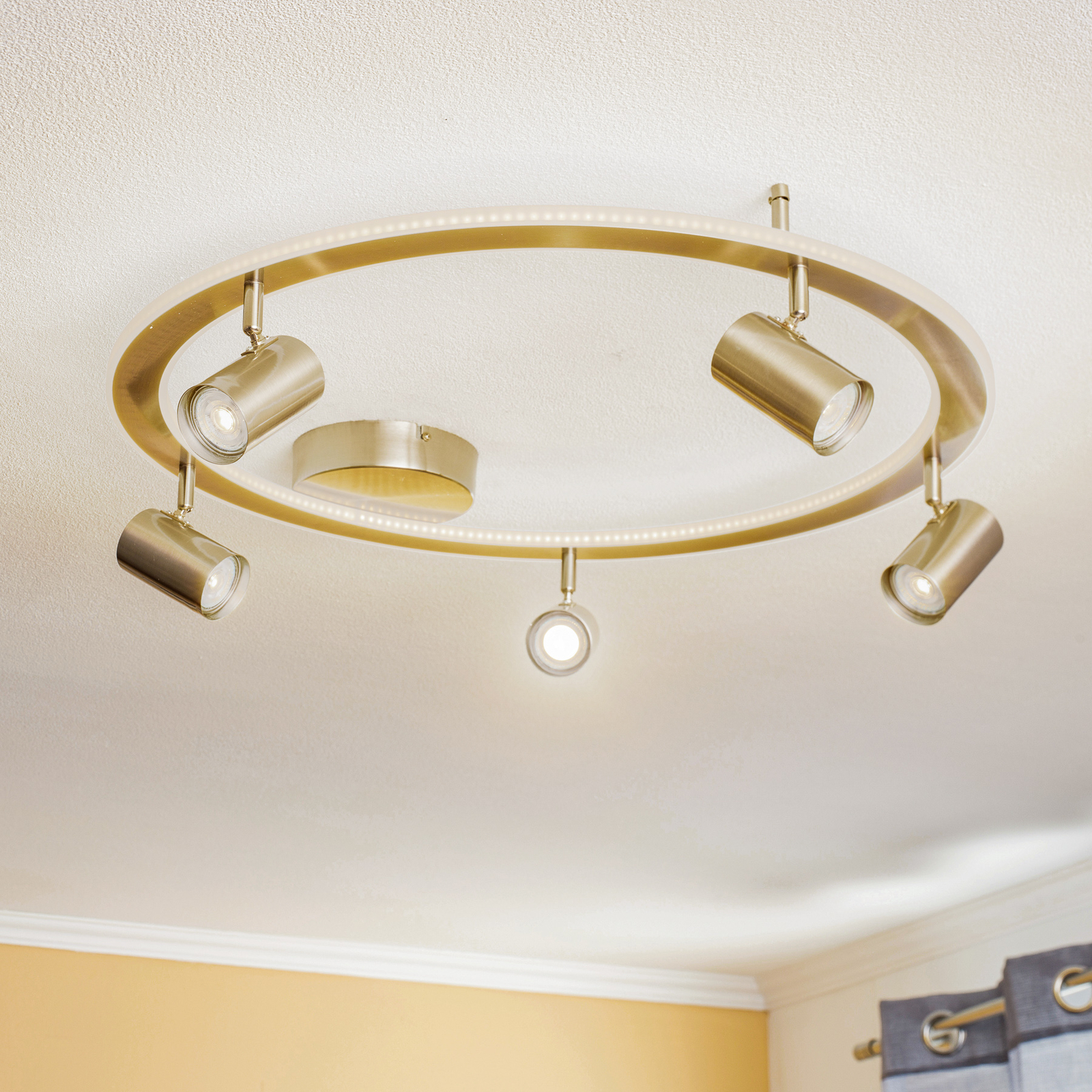 Lindby Berisha LED ceiling lamp, 6-bulb, nickel