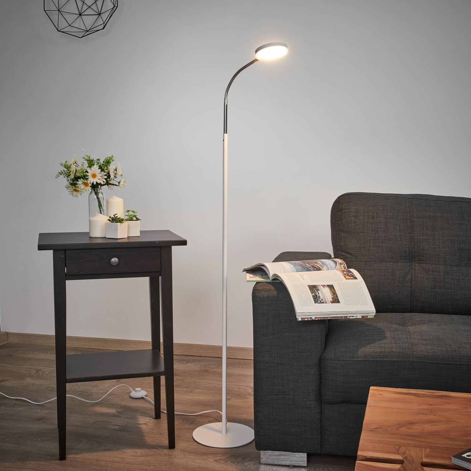 Milow - lampa stojąca LED, elastyczna szyjka