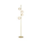 IDEAL LUX -maavalaisin Perlage, messinki/keltainen, korkeus 164 cm, 4-lamppuinen