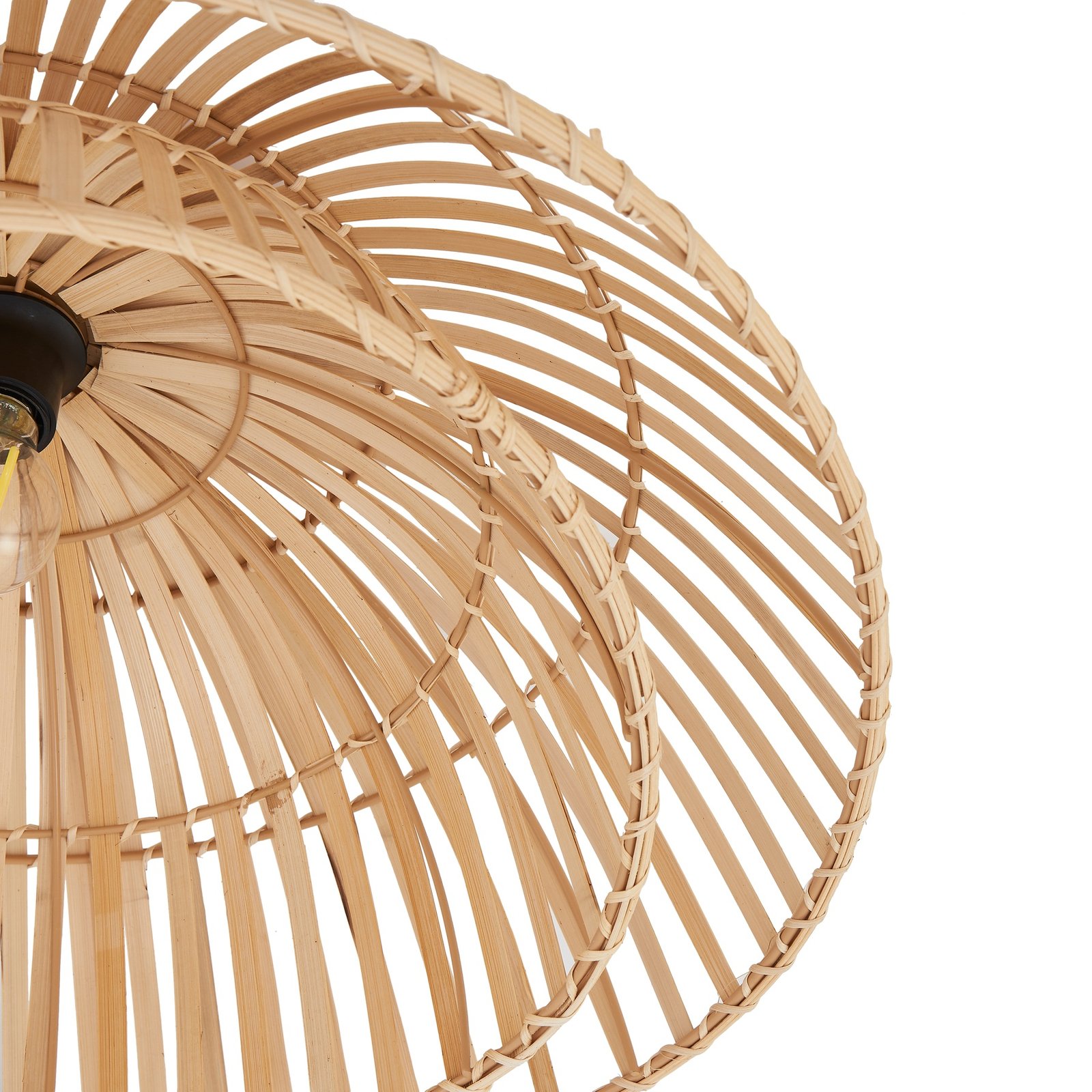 Lindby ceiling light Ilajus, Ø 62 cm, natural bamboo