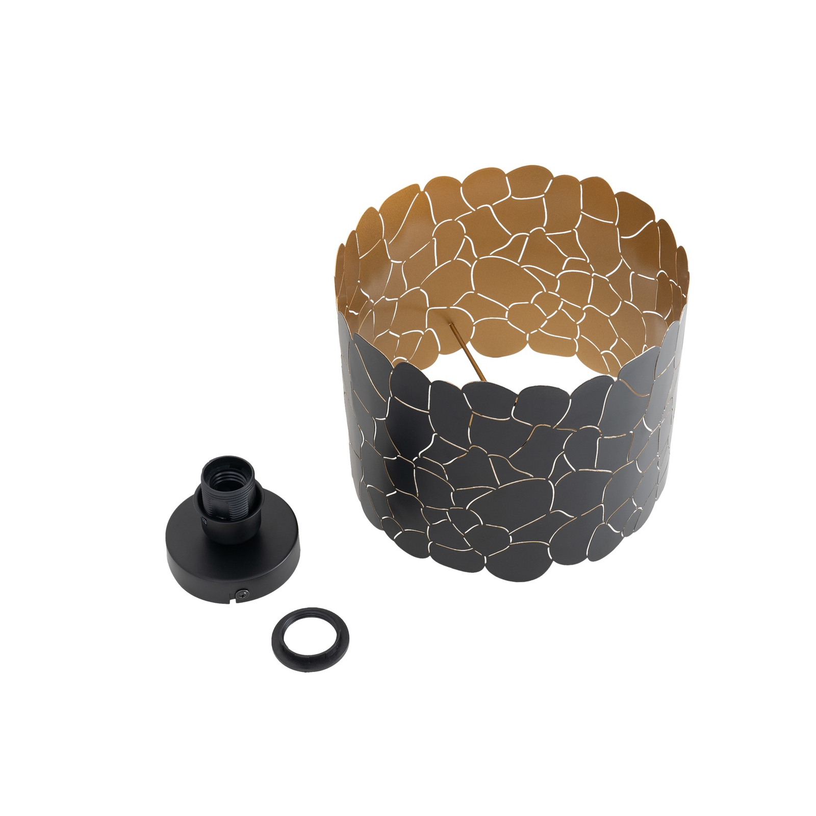 Lindby Aralena ceiling light, black/gold, metal, Ø 26 cm