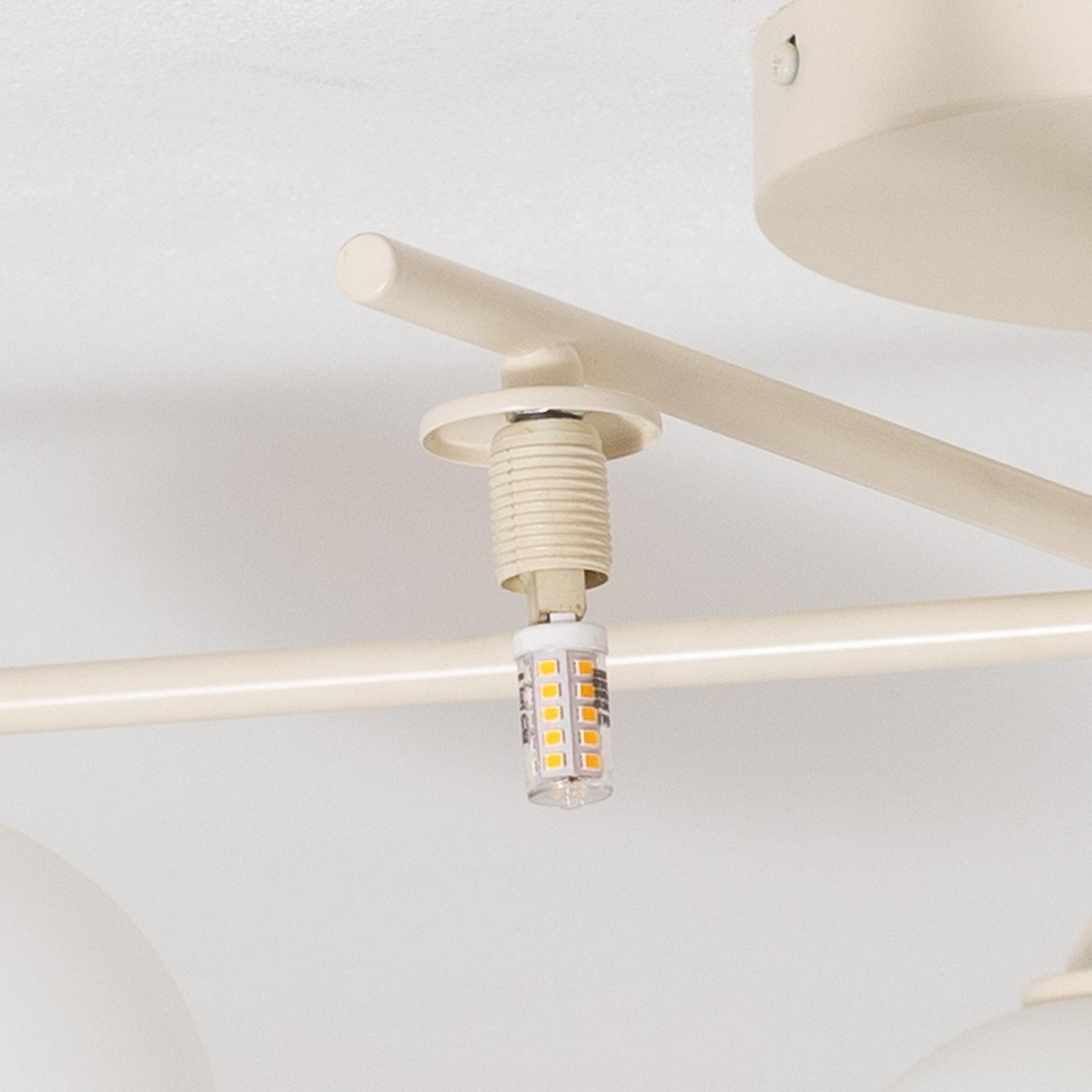 Lampa sufitowa Prato, kremowa, szklana, 5-punktowa