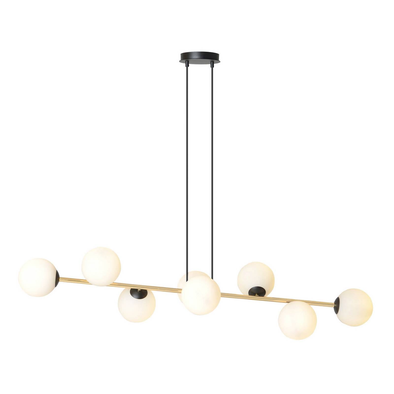 Hängeleuchte Glassy, 8-flammig, schwarz/gold/opal