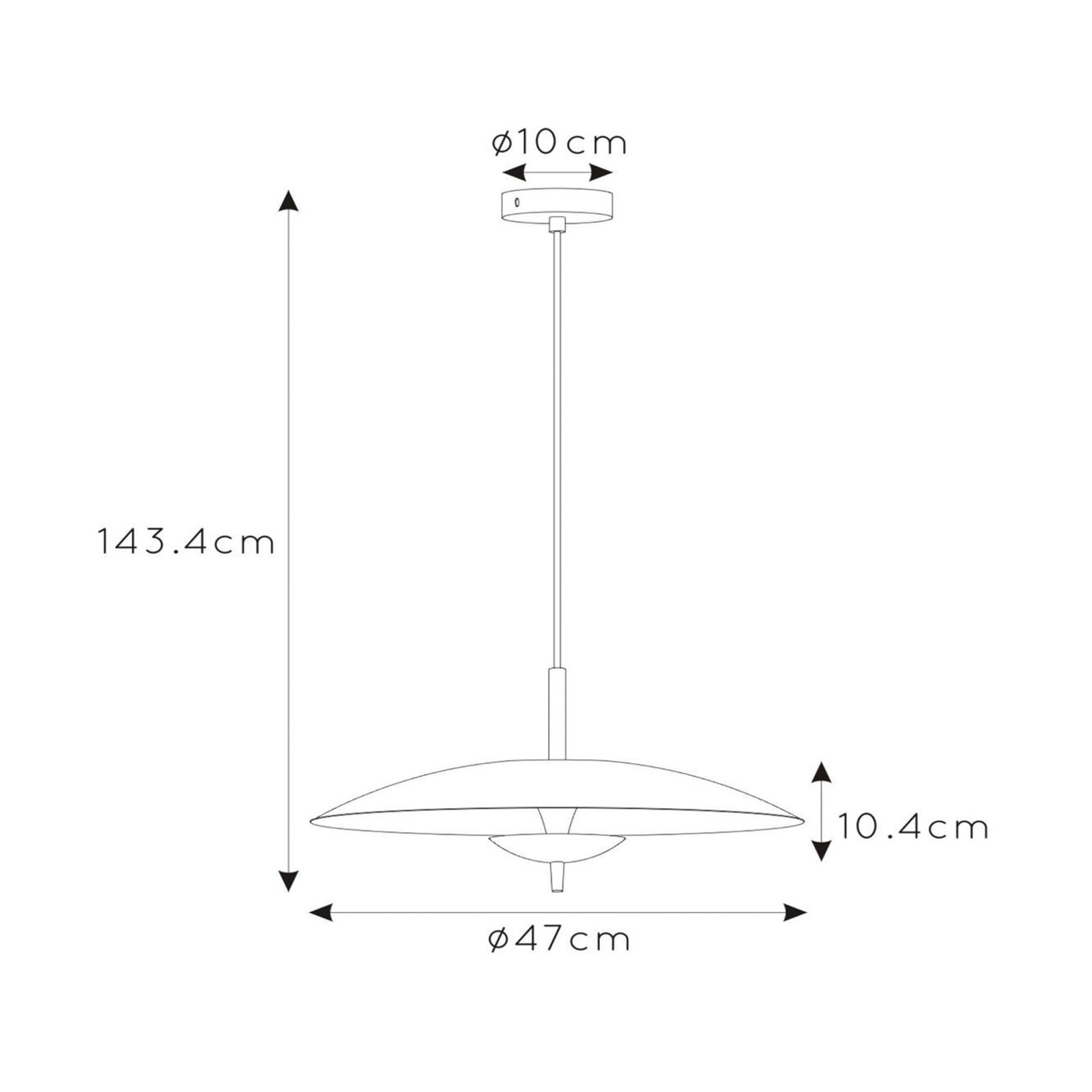 Suspension LED Vulcan, noir/or, Ø 47 cm, intensité variable