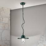 Edward outdoor hanging light, green, Ø 27.5 cm, aluminium/glass