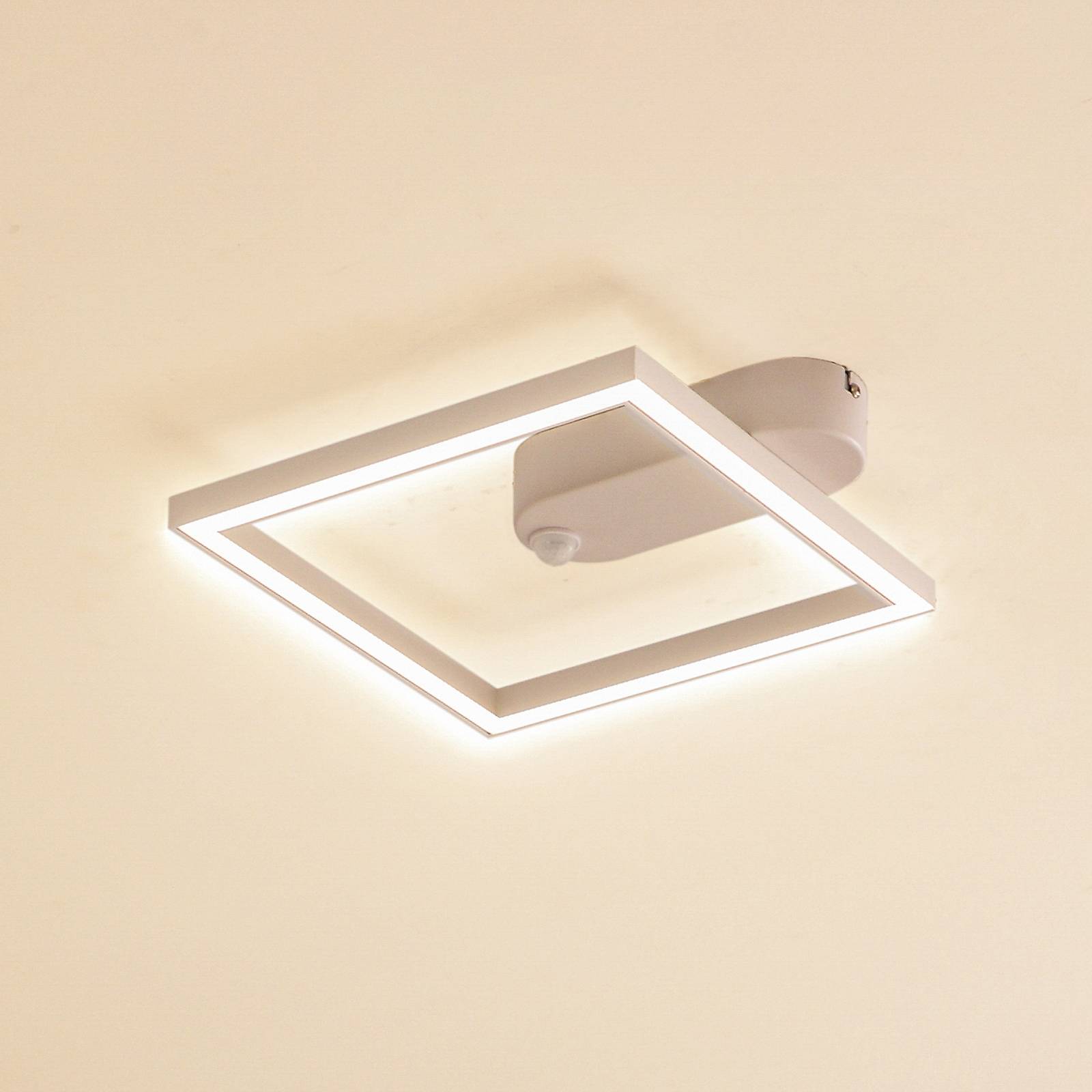 Lindby LED plafonnier Yulla blanc détecteur de mouvement