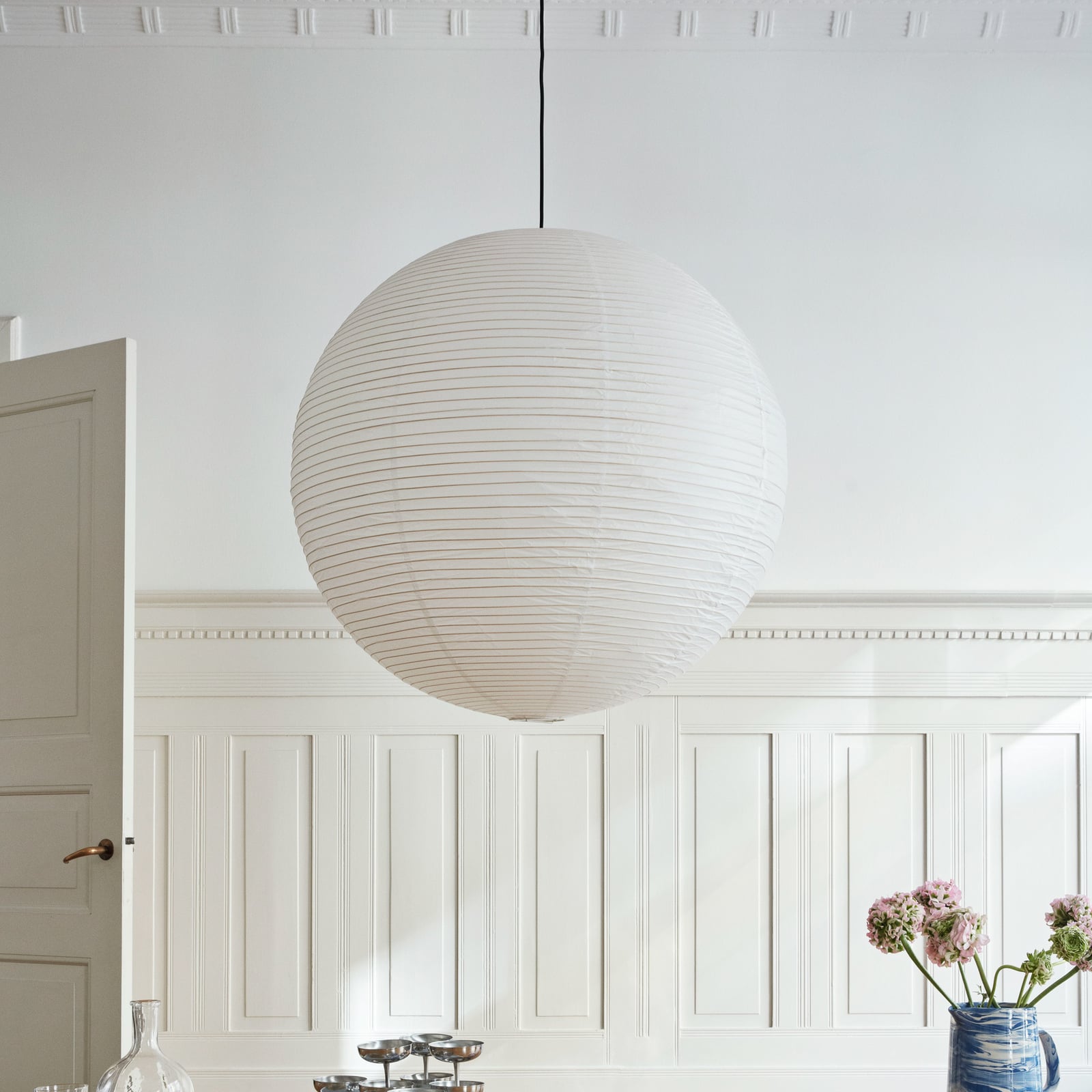 Abajur HAY, Ø60 cm, alb, hârtie/bambus