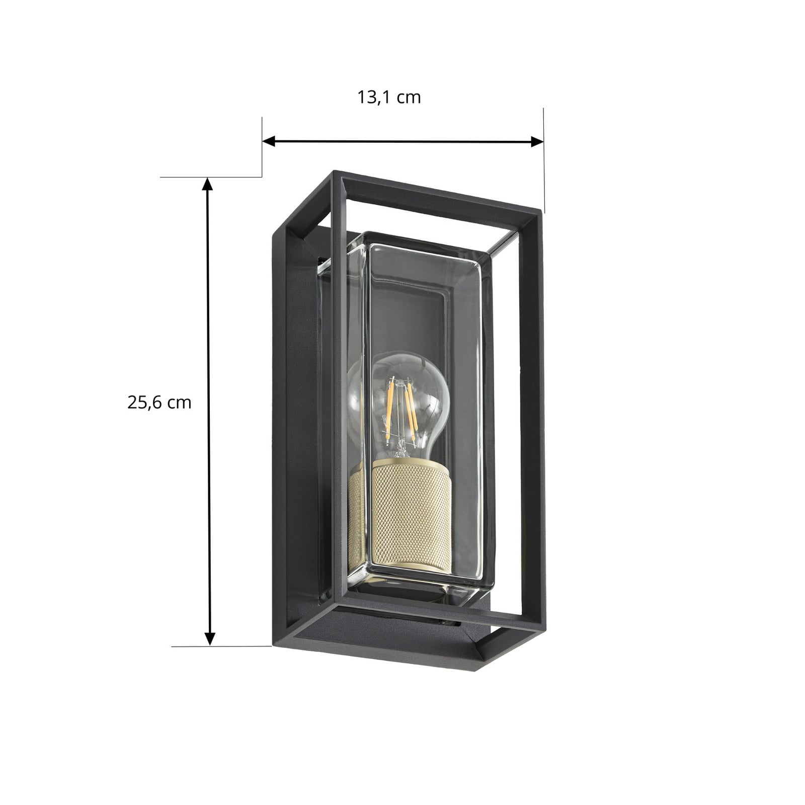 Ismera Außenwandlampe, E27 IP65 anthrazit/messing - Arcchio