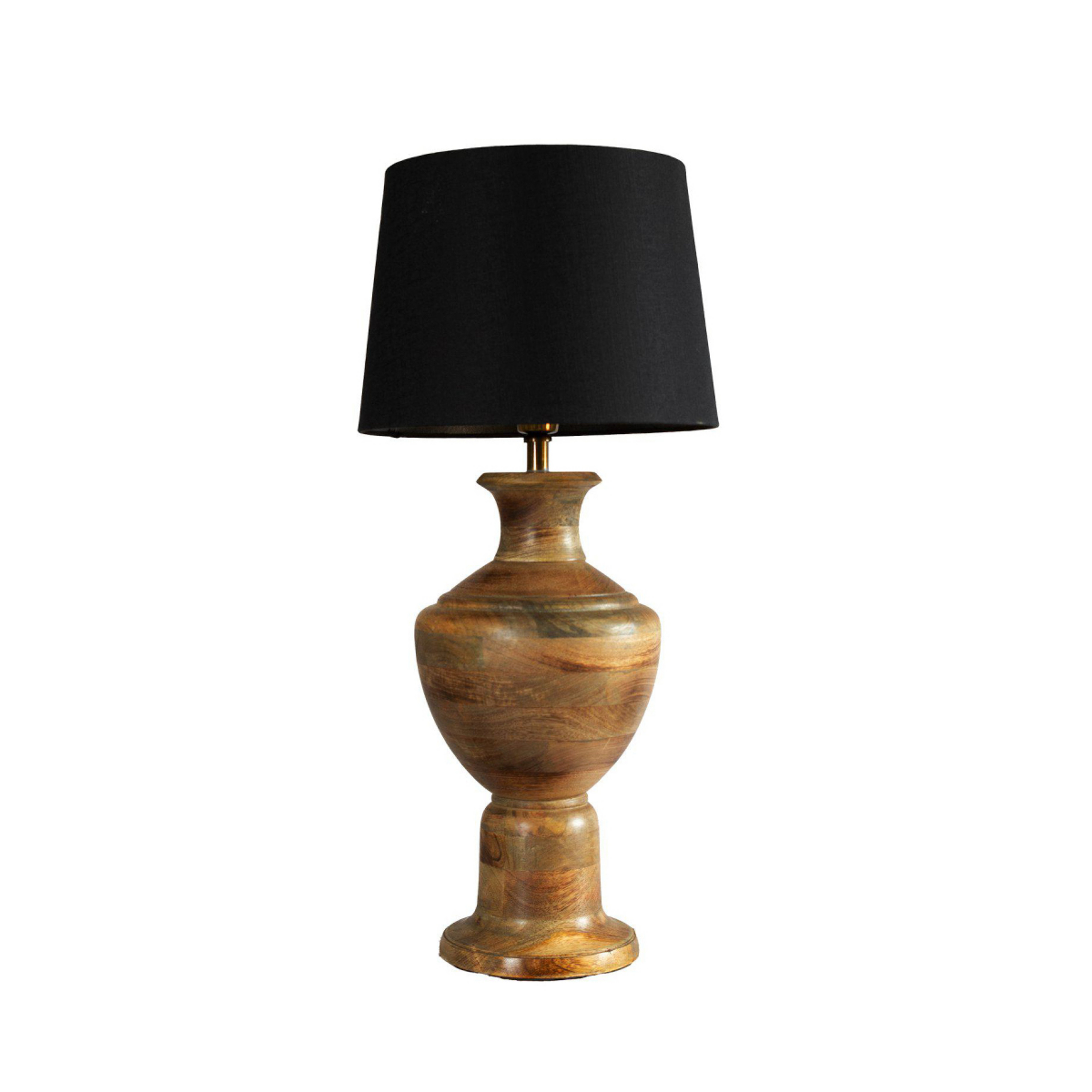 Lampa stołowa Alma, czarna/brązowa, wysokość 69 cm, drewno/tkanina