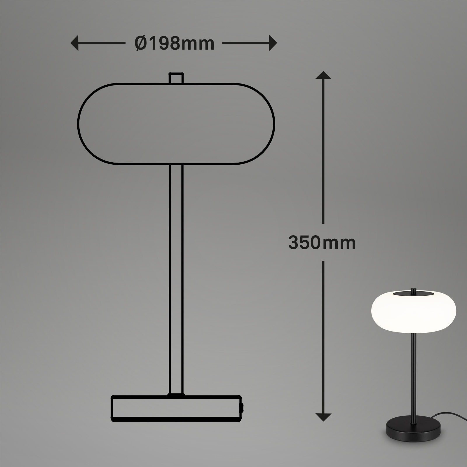 Lámpara de mesa LED Voco con dimmer táctil, negro