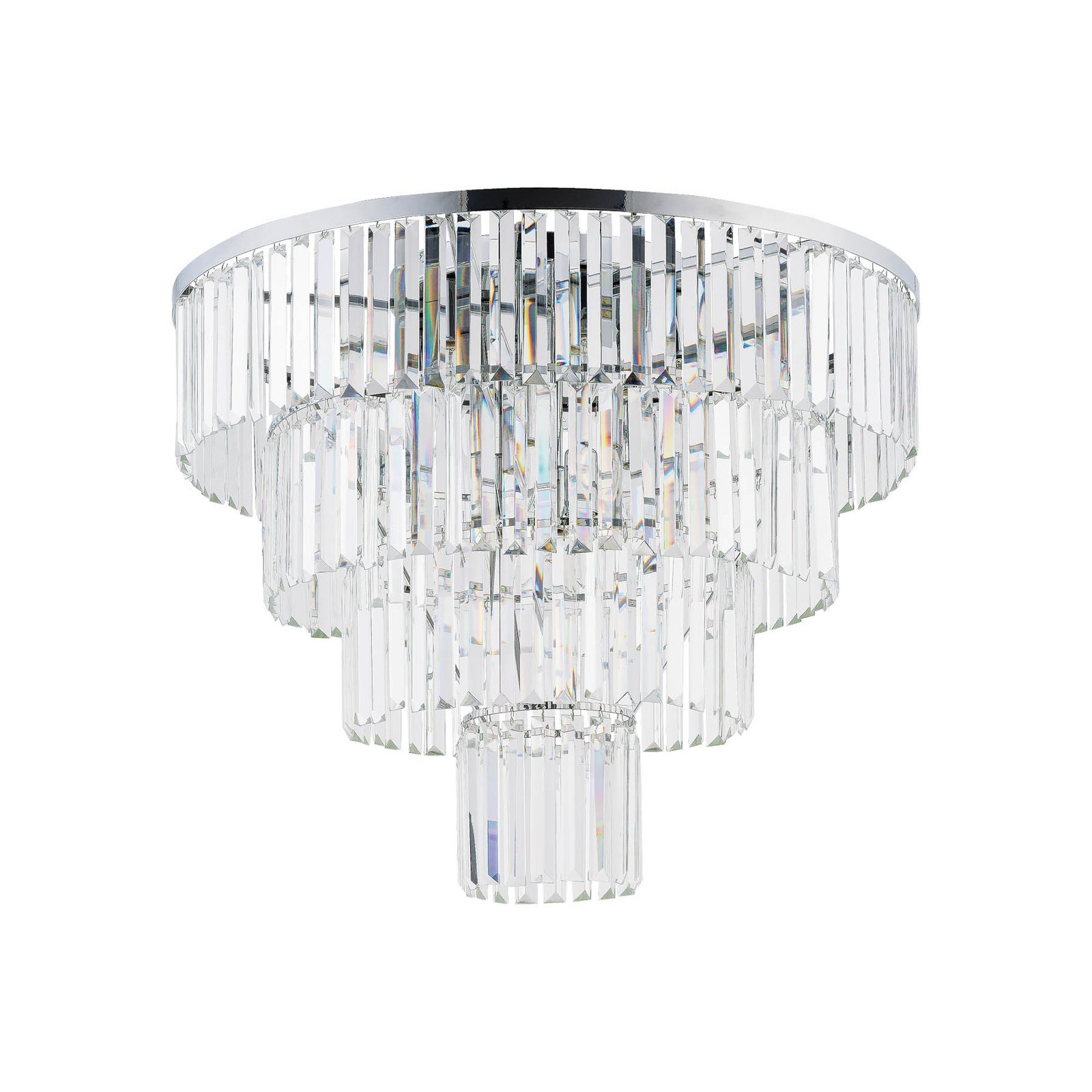 Stropné svietidlo Cristal, transparentné/strieborné, Ø 71 cm