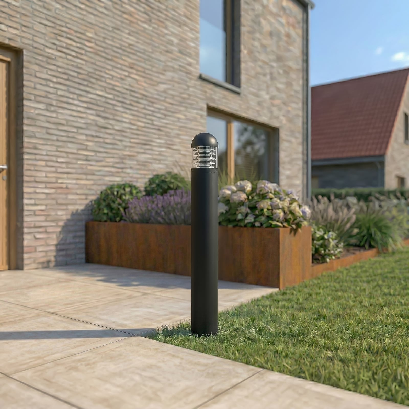 Skagena LED-gatelampe, høyde 90 cm, IP54, aluminium, antrasitt - Lucande