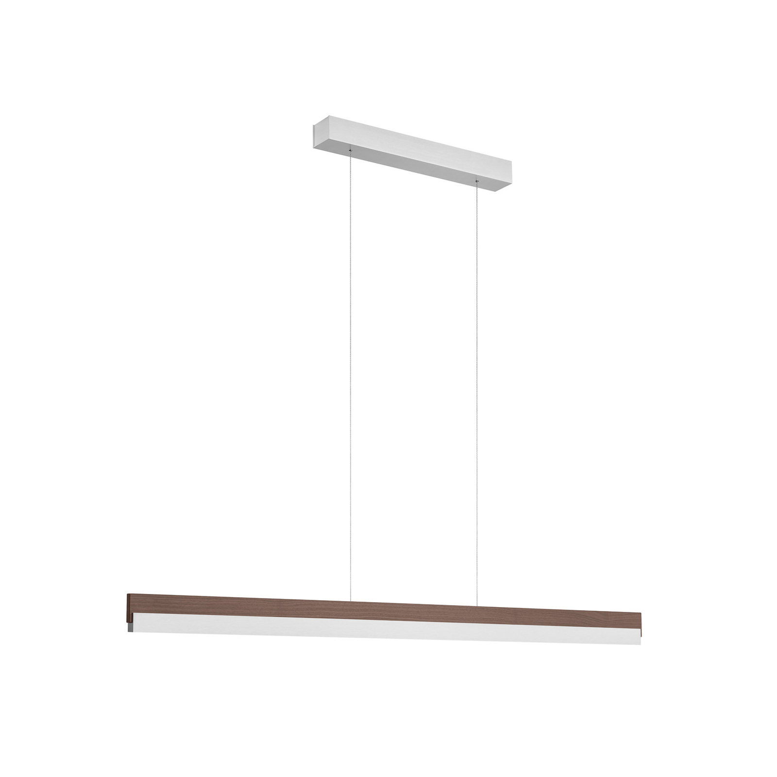 Quitani LED-Hängelampe Keijo, nickel/nuss, 123 cm